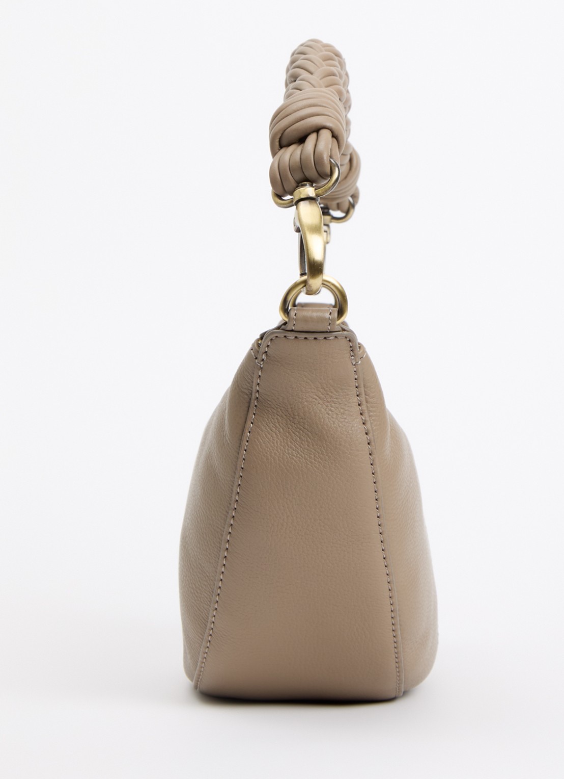 O My Bag Leo Midi schoudertas van leer met afneembare schouderriem  - detail 2 donkerbeige