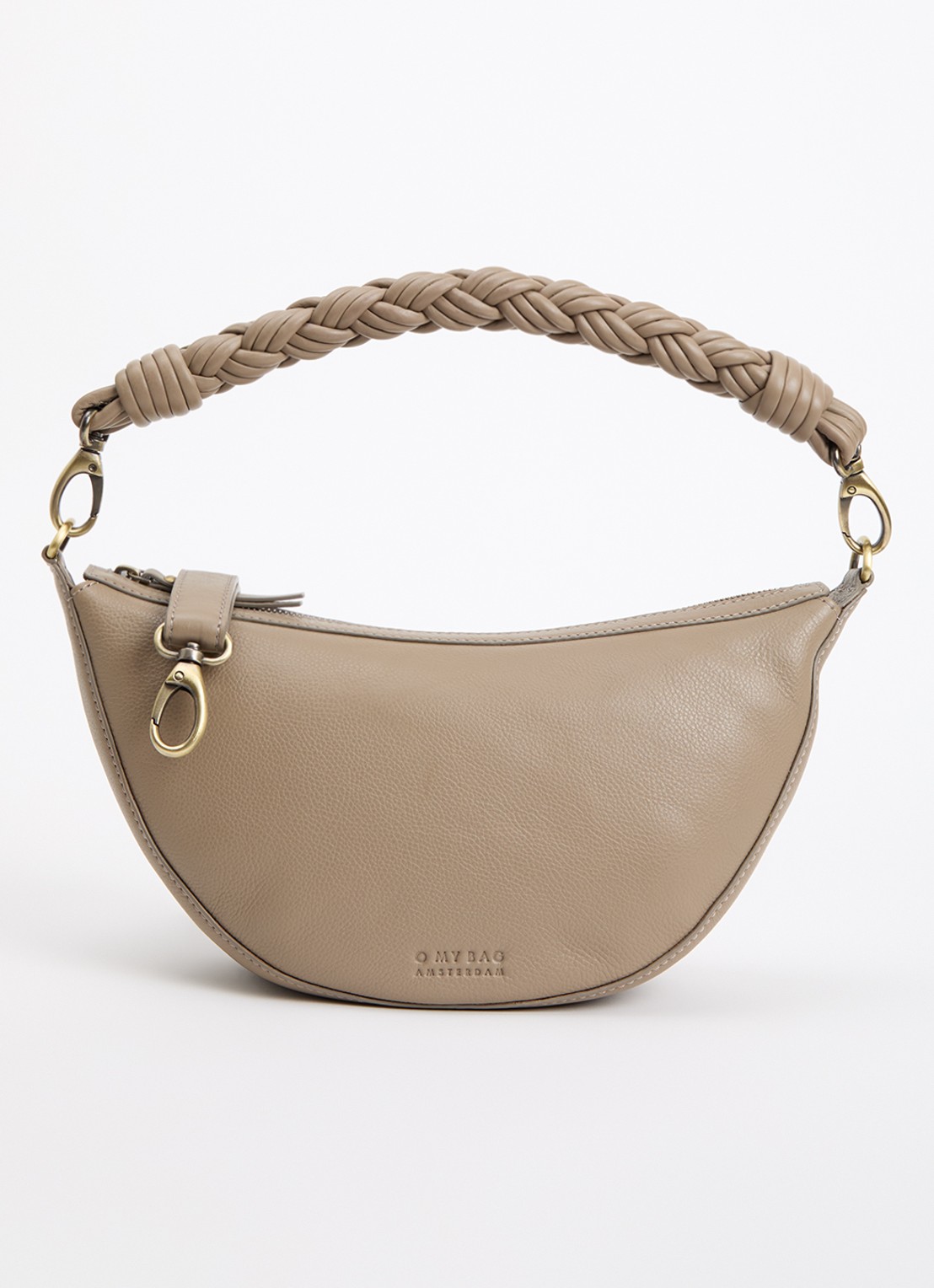 O My Bag Leo Midi schoudertas van leer met afneembare schouderriem  - voorkant 5 donkerbeige