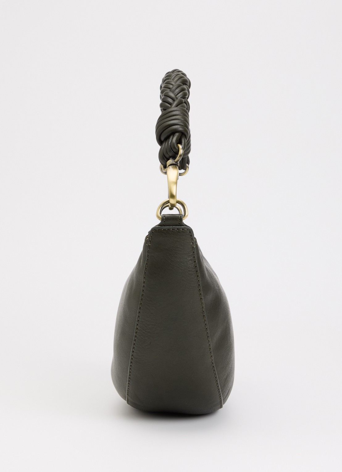 O My Bag Leo Midi schoudertas van leer met afneembare schouderriem  - detail 2 mosgroen