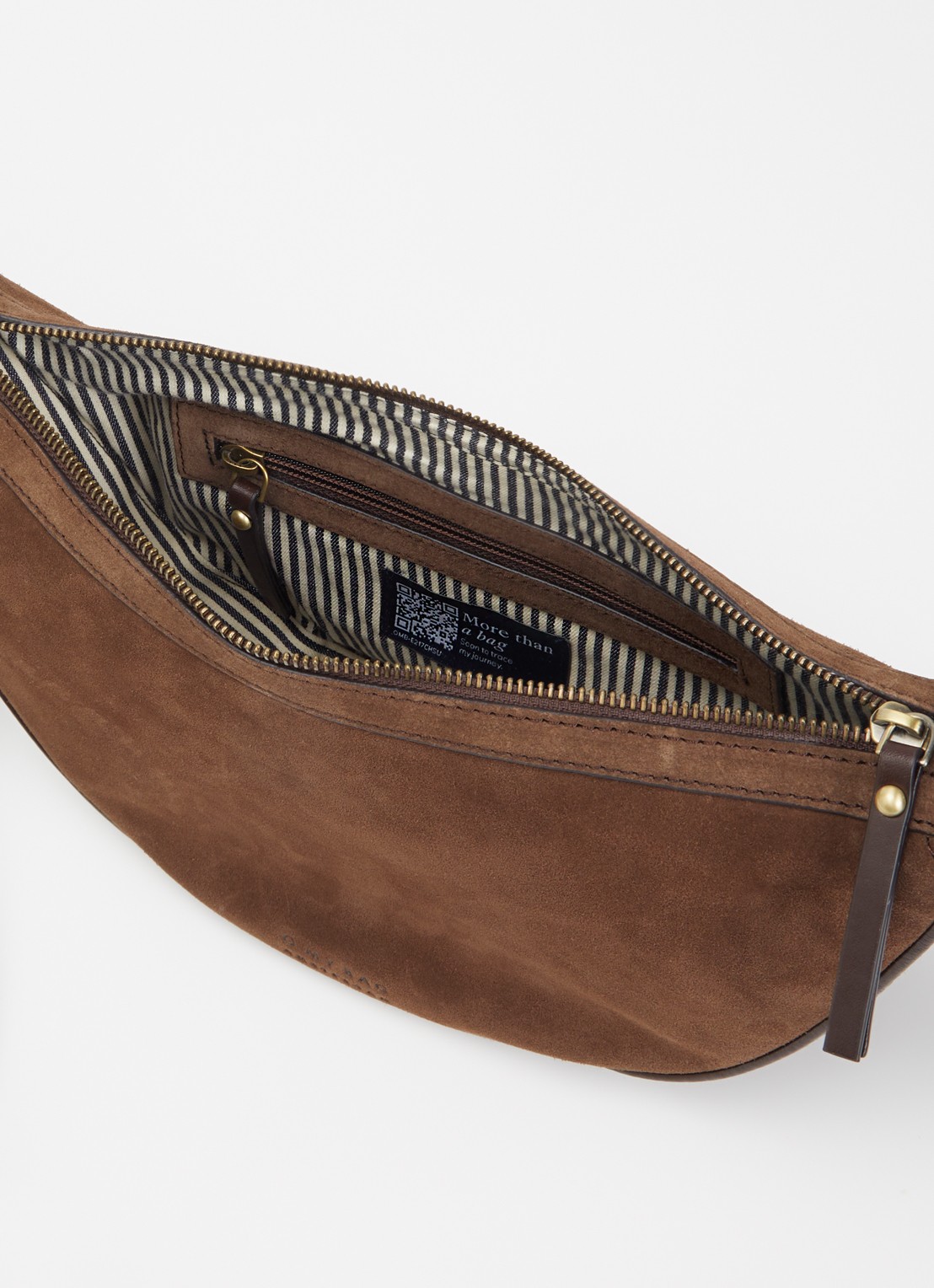 O My Bag Leo Midi schoudertas van suéde met details van leer  - detail 2 chocoladebruin