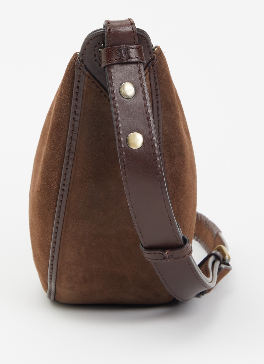 O My Bag Leo Midi schoudertas van suéde met details van leer  - detail 3 chocoladebruin