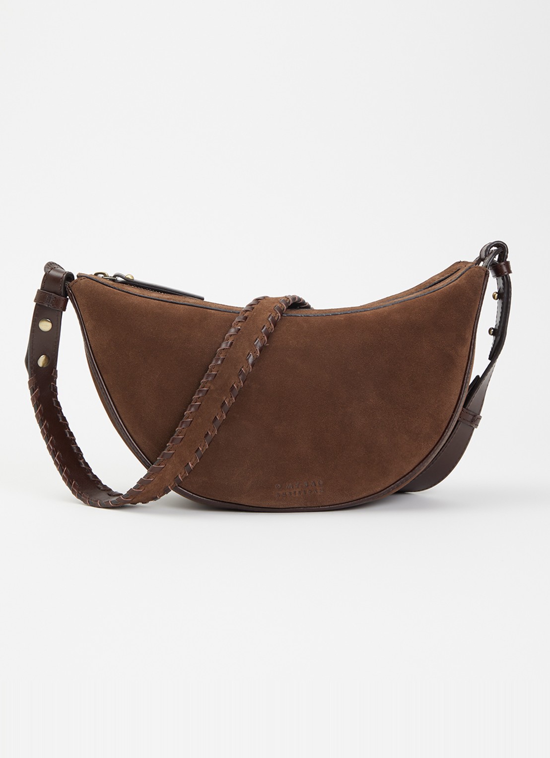 O My Bag Leo Midi schoudertas van suéde met details van leer  - voorkant 5 chocoladebruin