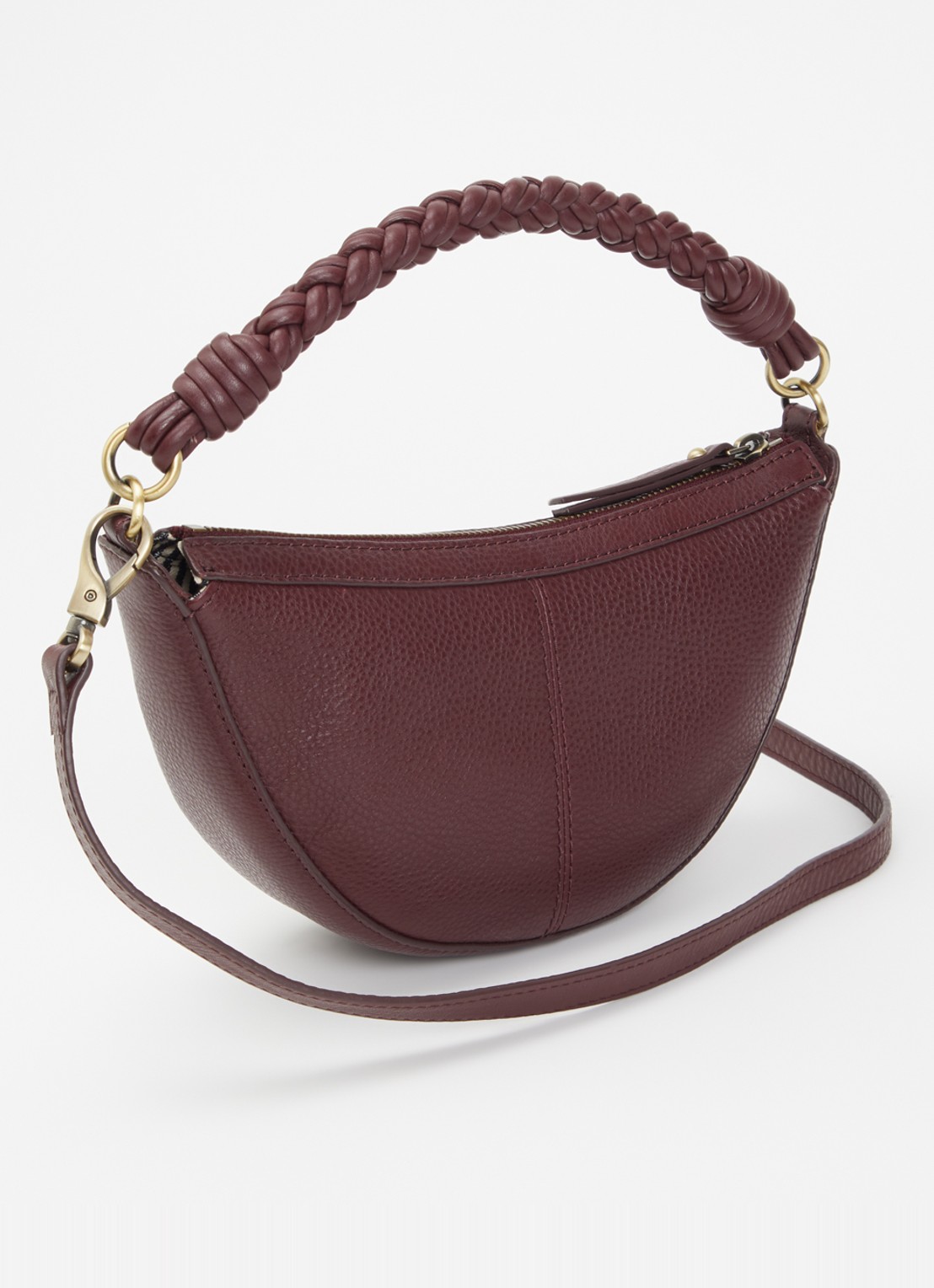 O My Bag Leo Mini handtas van leer met afneembare schouderriem  - achterkant 2 aubergine
