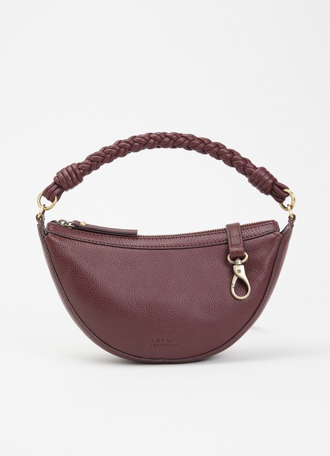 O My Bag Leo Mini handtas van leer met afneembare schouderriem  - voorkant aubergine