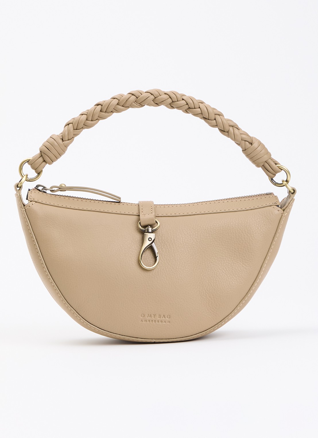 O My Bag Leo Mini handtas van leer met afneembare schouderriem - voorkant 5 zand