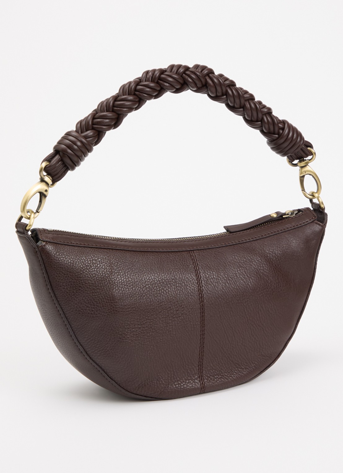 O My Bag Leo schoudertas van leer met gevlochten detail - achterkant 2 bruin