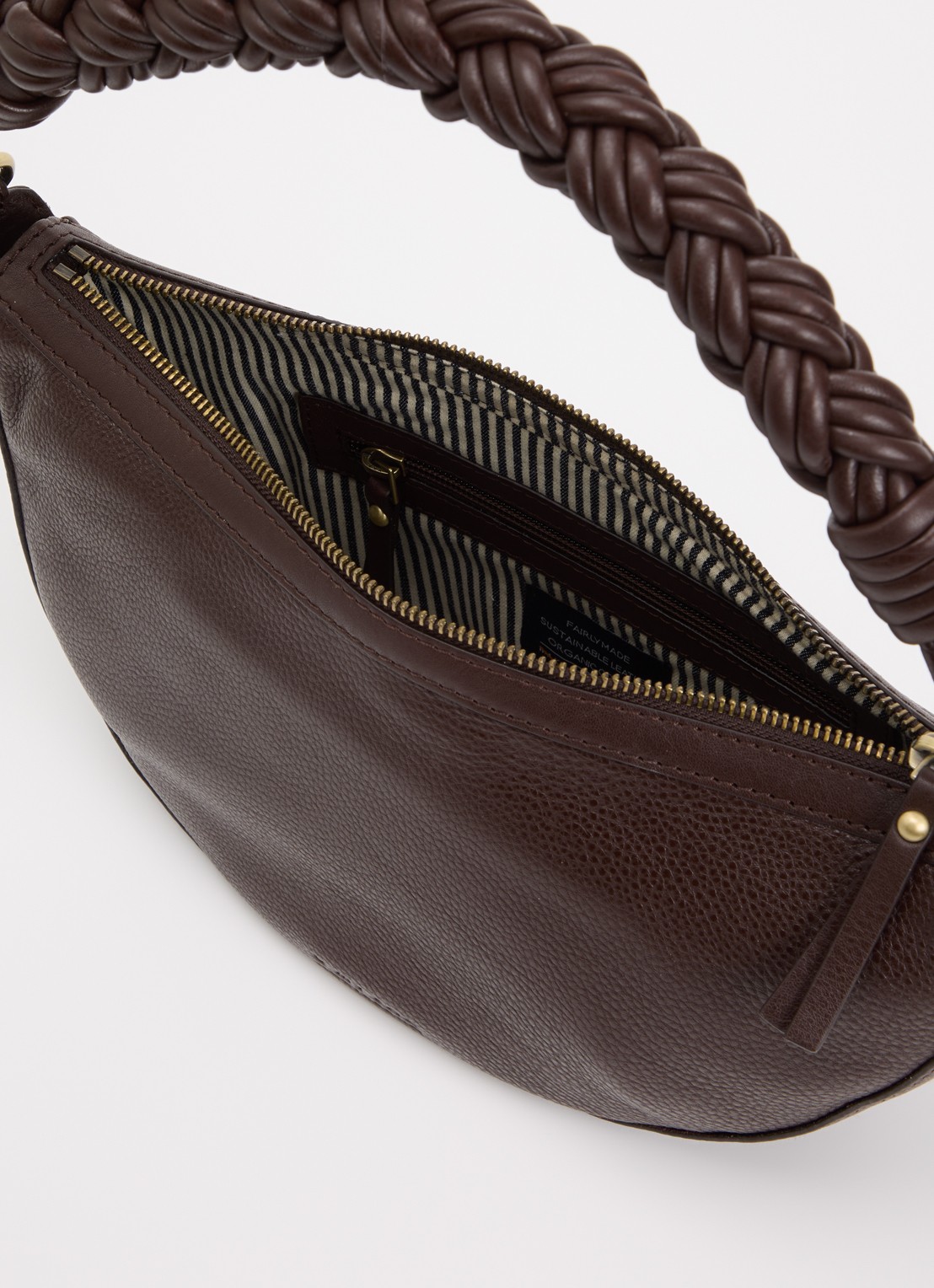 O My Bag Leo schoudertas van leer met gevlochten detail - detail 3 bruin