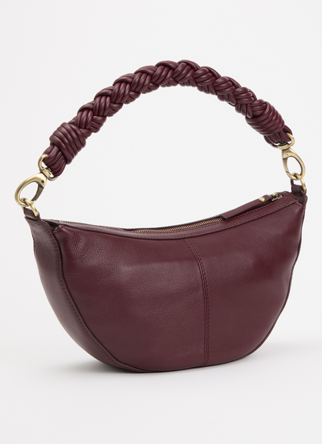 O My Bag Leo schoudertas van leer met gevlochten detail - achterkant 5 bordeauxrood