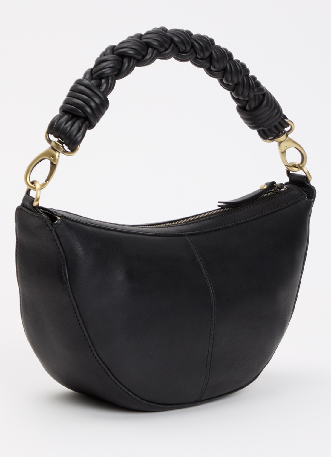 O My Bag Leo schoudertas van leer met gevlochten detail - achterkant zwart