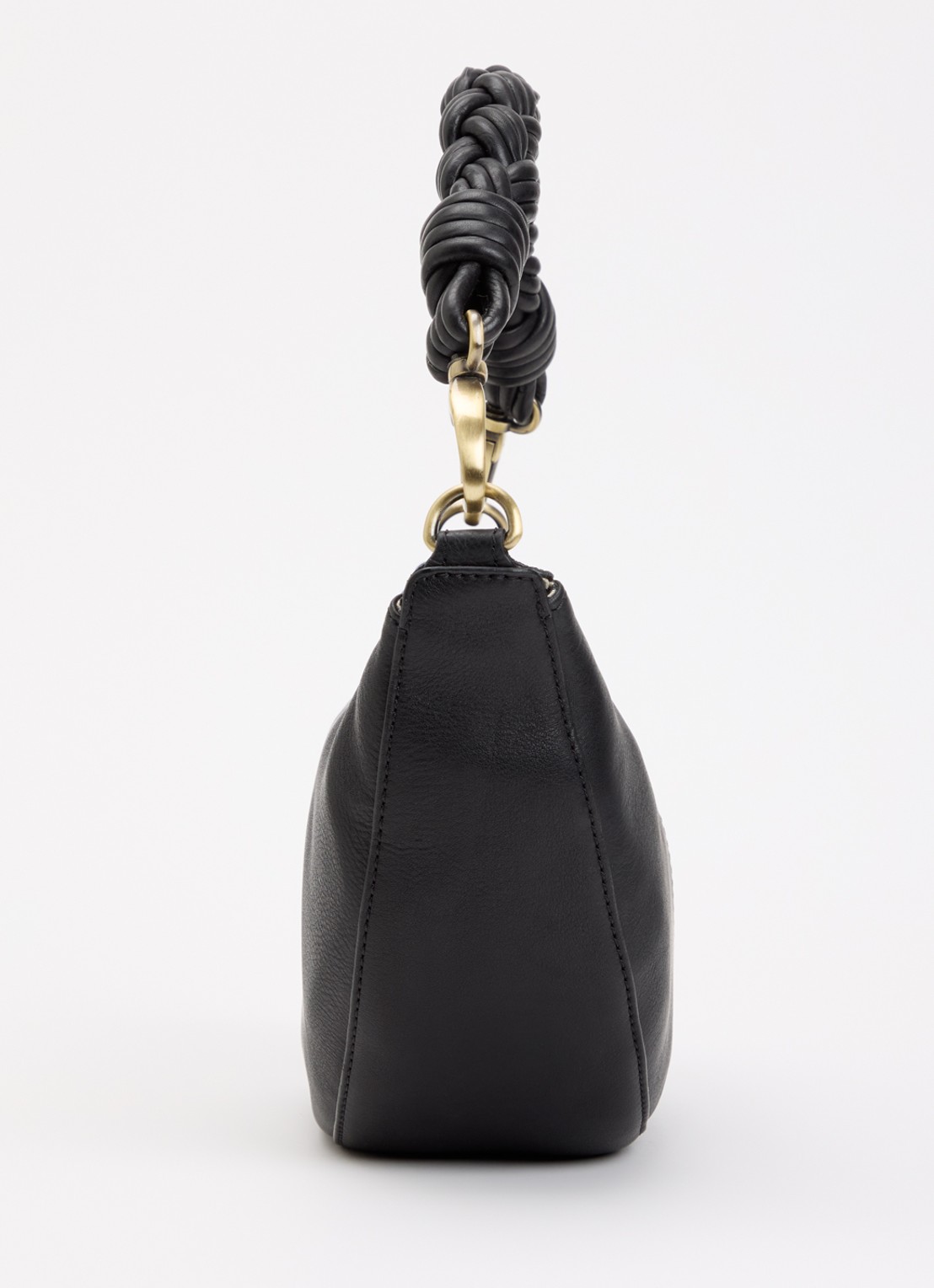 O My Bag Leo schoudertas van leer met gevlochten detail - detail 4 zwart