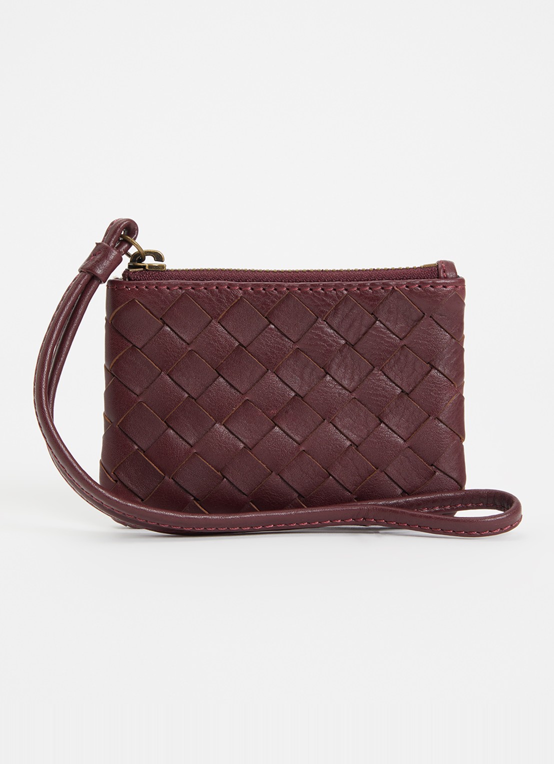 O My Bag Lexi Mini sleuteletui van leer - voorkant donkerrood