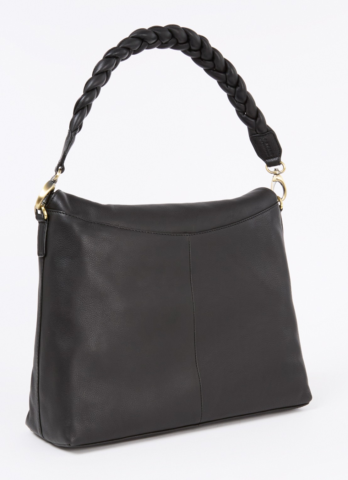 O My Bag Sienna schoudertas van leer met afneembare schouderriem - achterkant 3 zwart