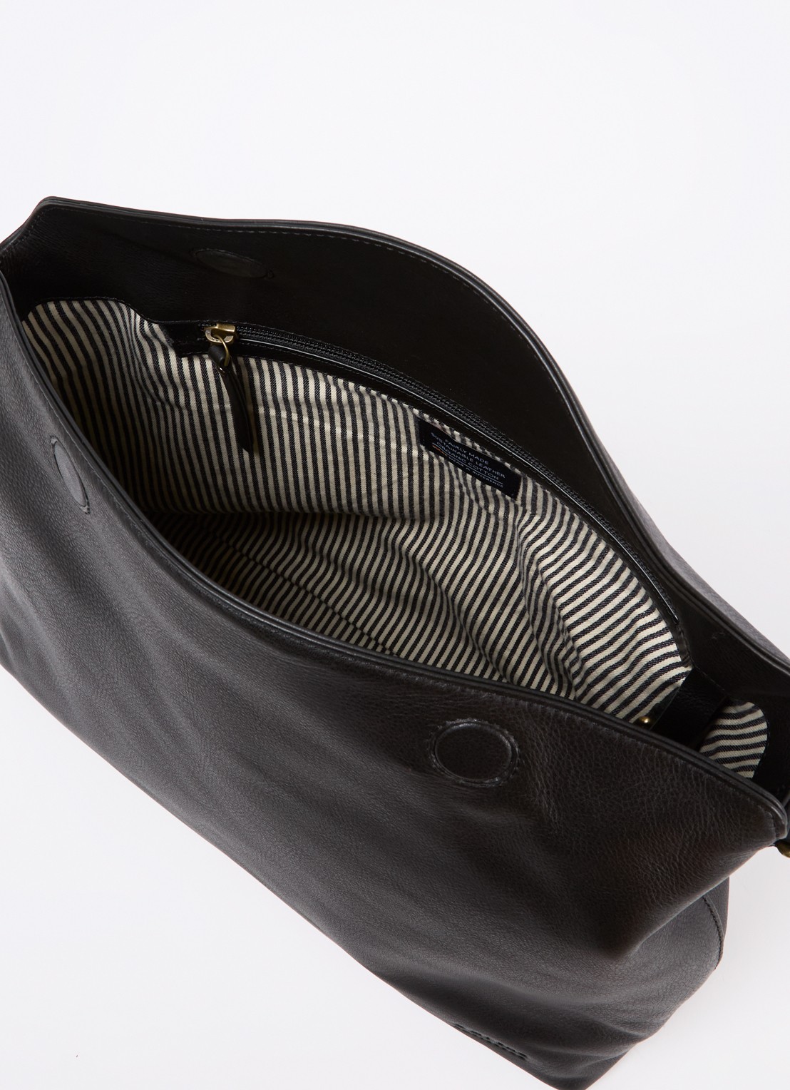 O My Bag Sienna schoudertas van leer met afneembare schouderriem - detail zwart