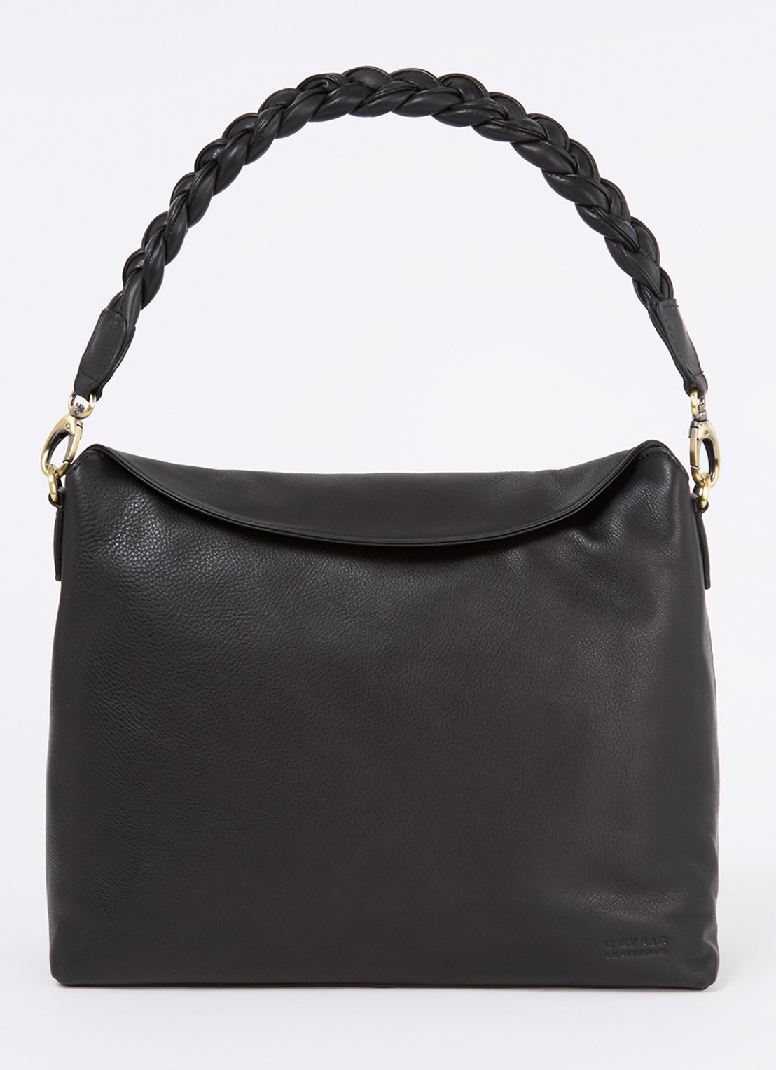 O My Bag Sienna schoudertas van leer met afneembare schouderriem - voorkant 4 zwart