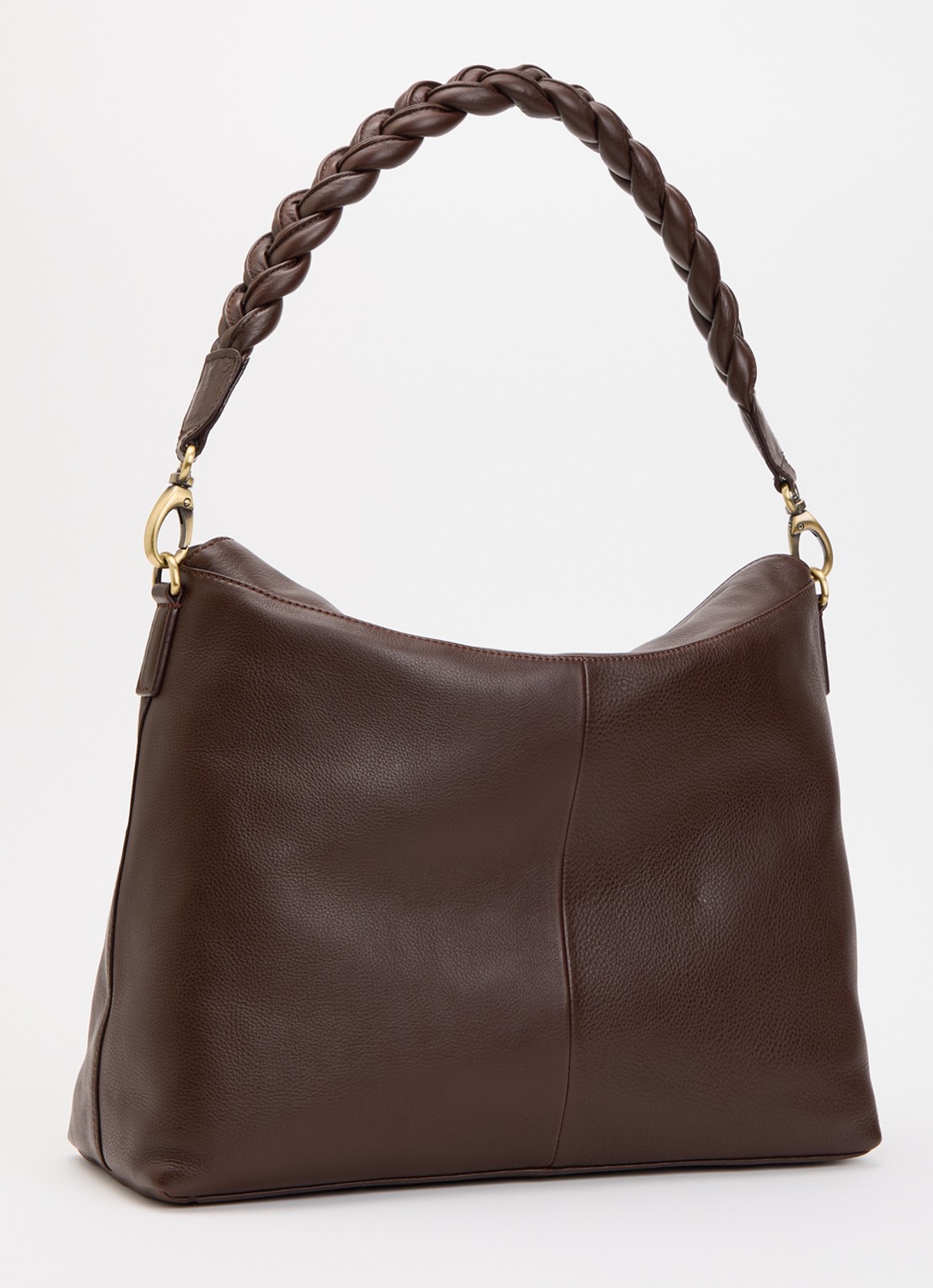 O My Bag Sienna schoudertas van leer met afneembare schouderriem - achterkant 2 chocoladebruin