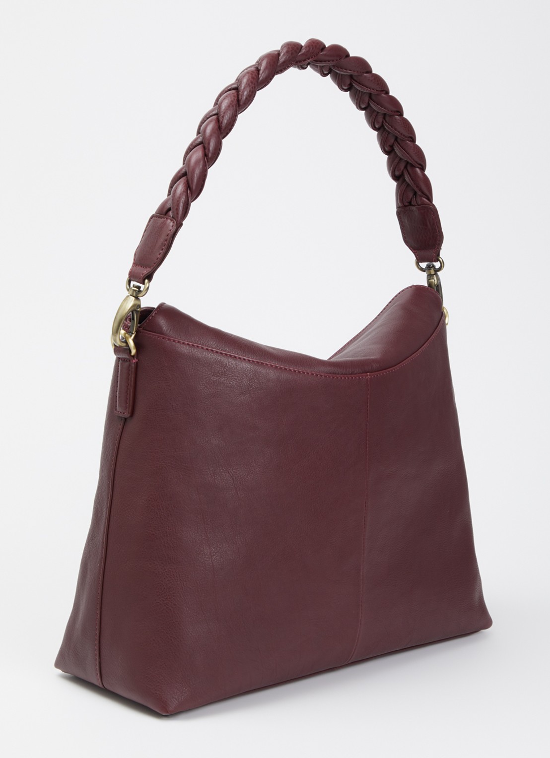 O My Bag Sienna schoudertas van leer  - achterkant 2 kersenrood