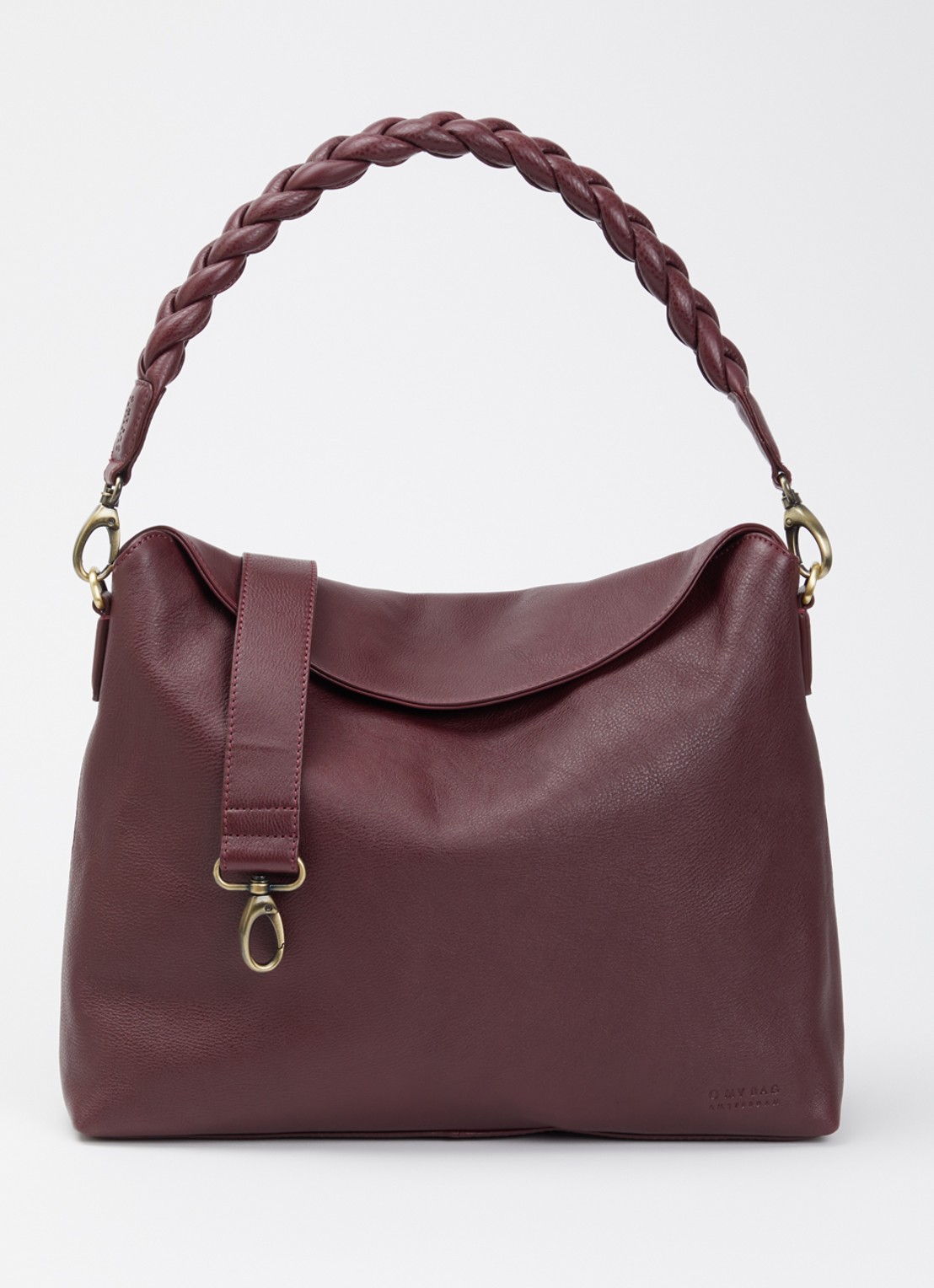 O My Bag Sienna schoudertas van leer  - voorkant kersenrood