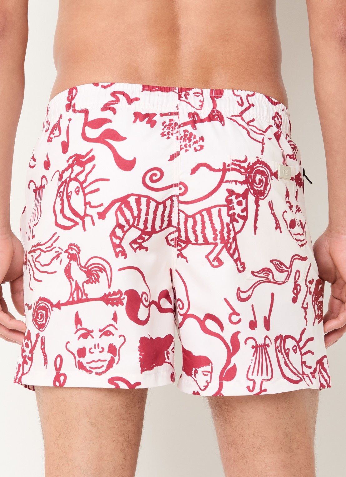 OAS Arcano zwemshorts met grafische print - achterkant 3 beige