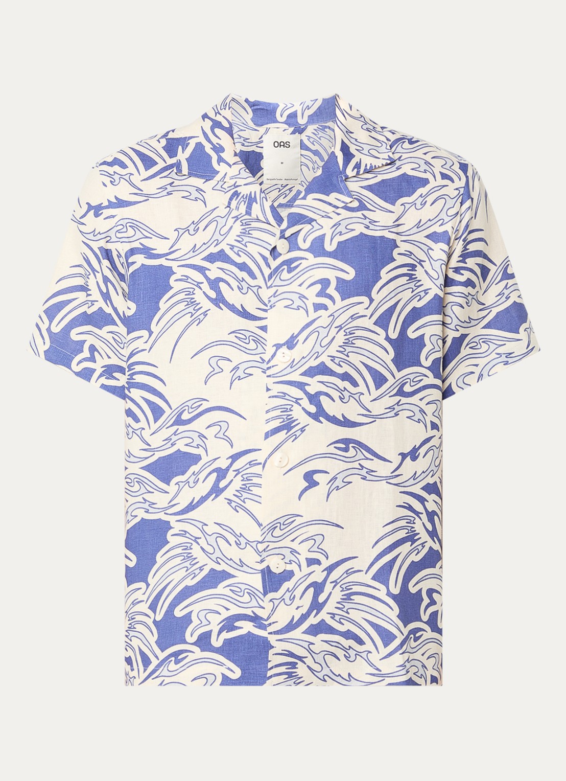 OAS Cuba regular fit overhemd van linnen - voorkant 3 blauw