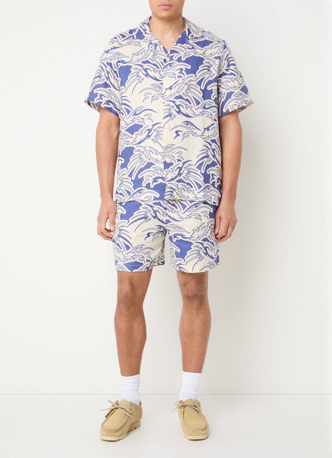 OAS Cuba regular fit overhemd van linnen - voorkant 4 blauw