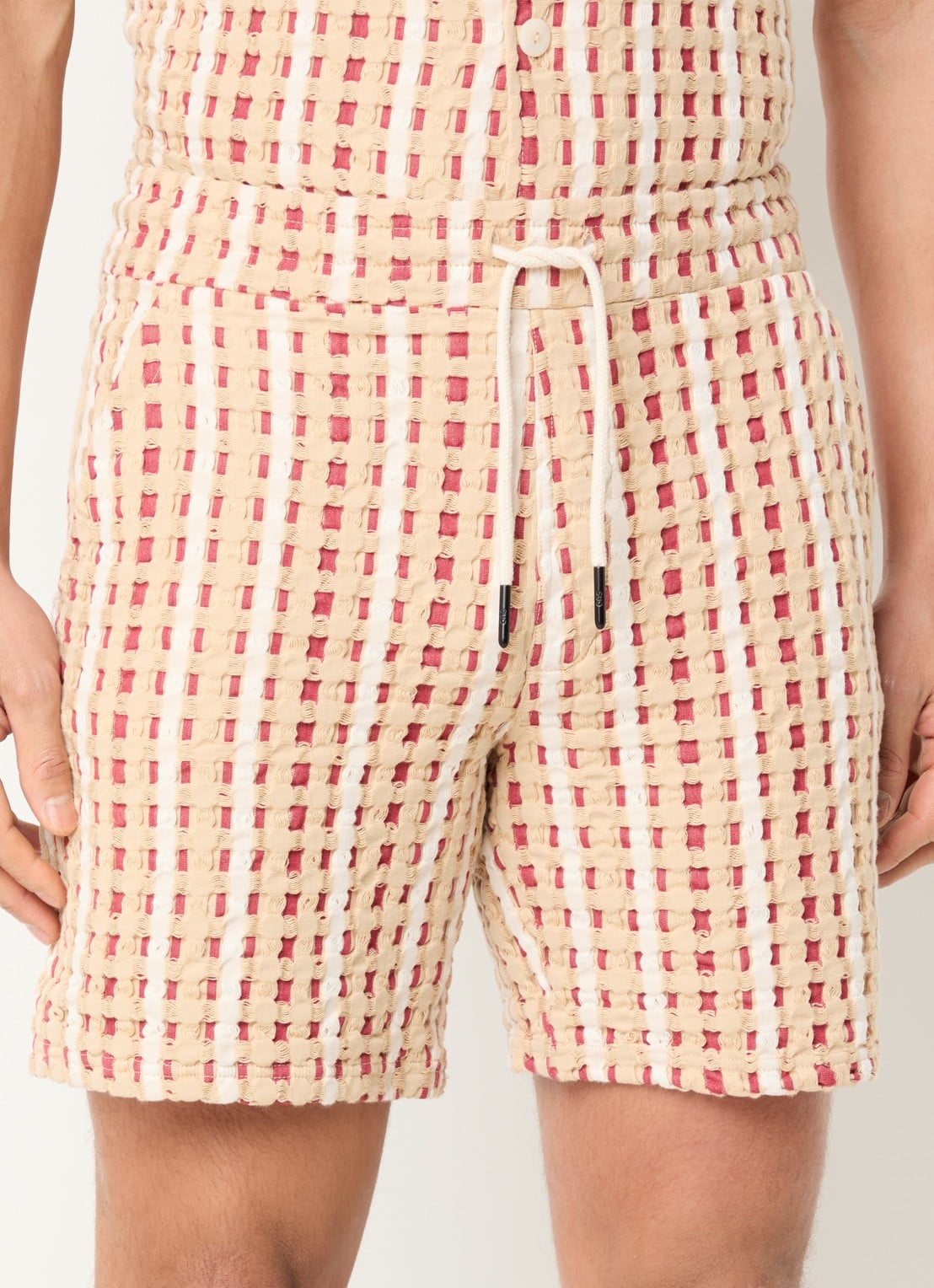 OAS Loefy straight fit korte broek van badstof - detail 3 beige