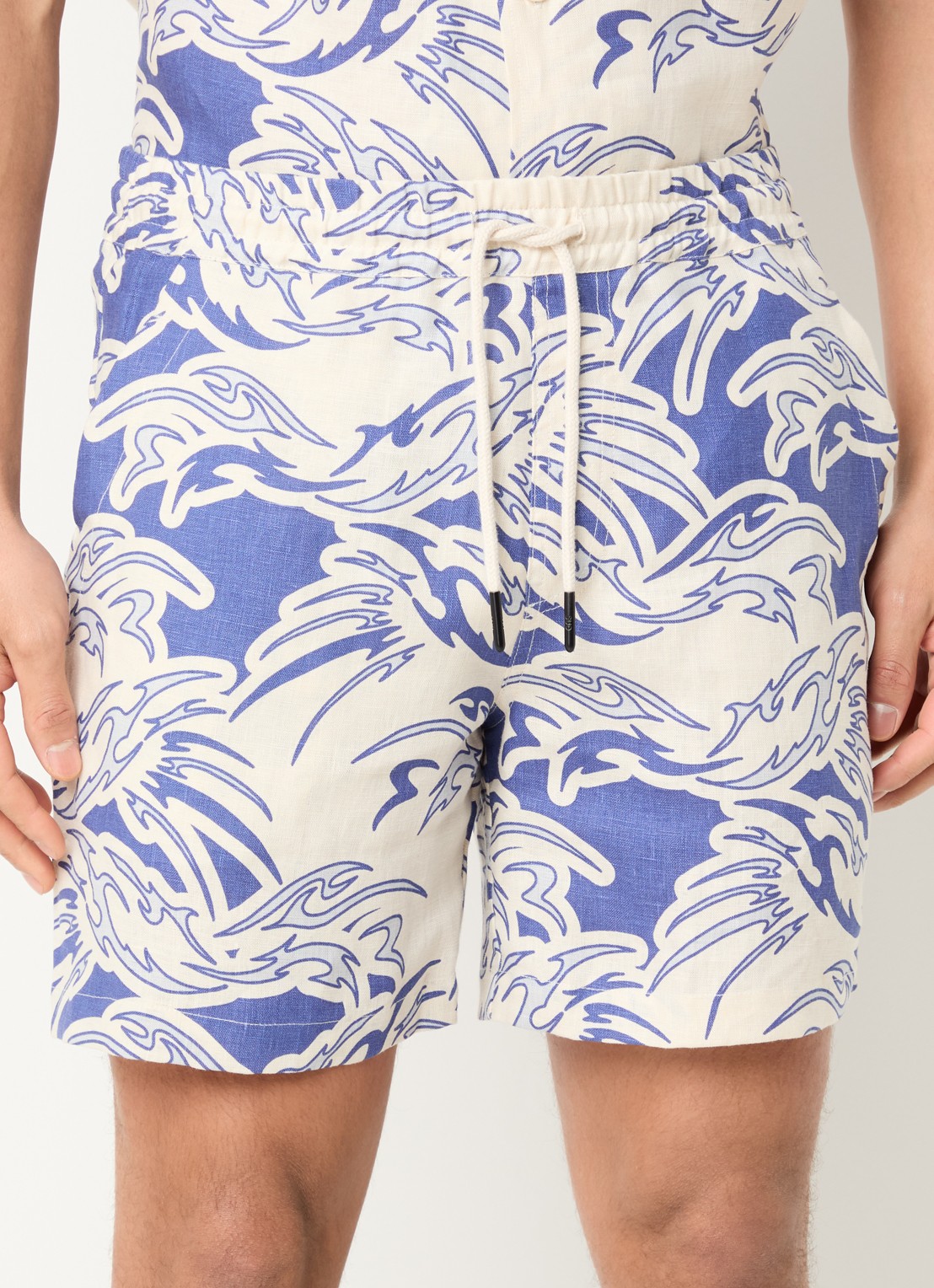 OAS Loefy straight fit korte broek van badstof - detail 7 blauw