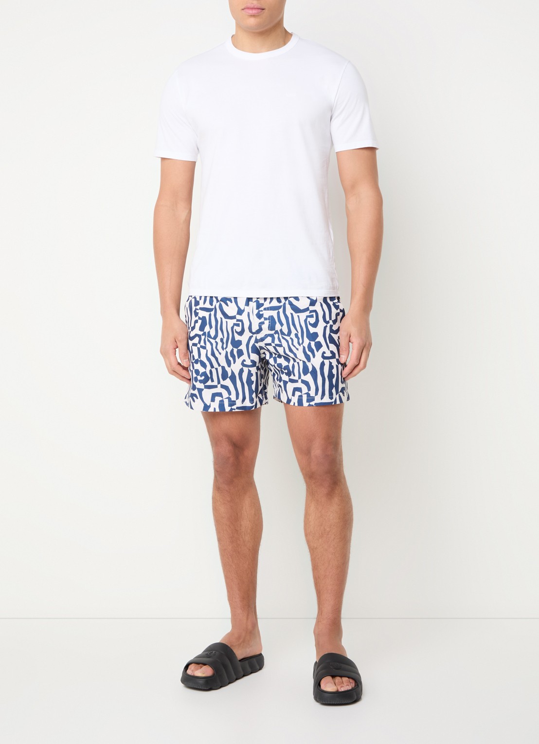 OAS Marbling zwemshorts met grafische print - voorkant 3 donkerblauw