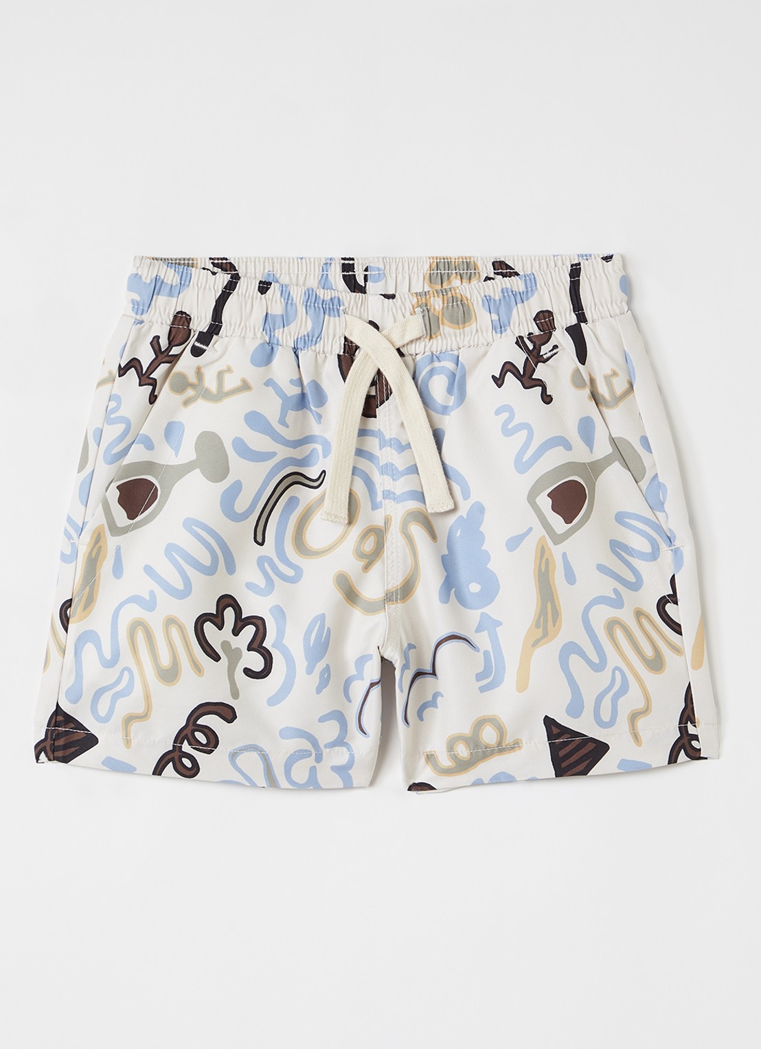 OAS Memento zwemshorts met grafische print - voorkant creme