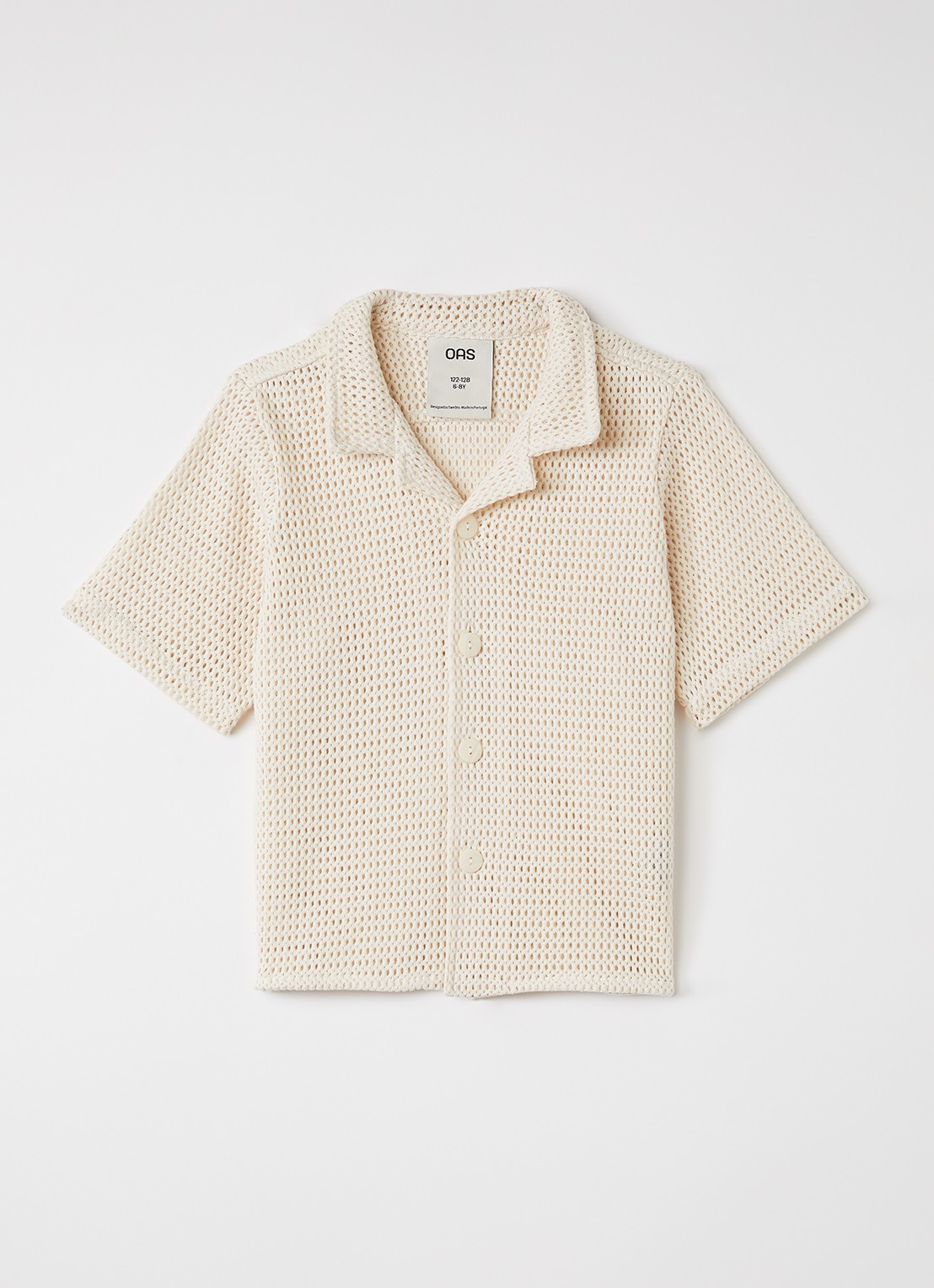 OAS Nicaro overhemd met opengewerkt dessin - voorkant beige
