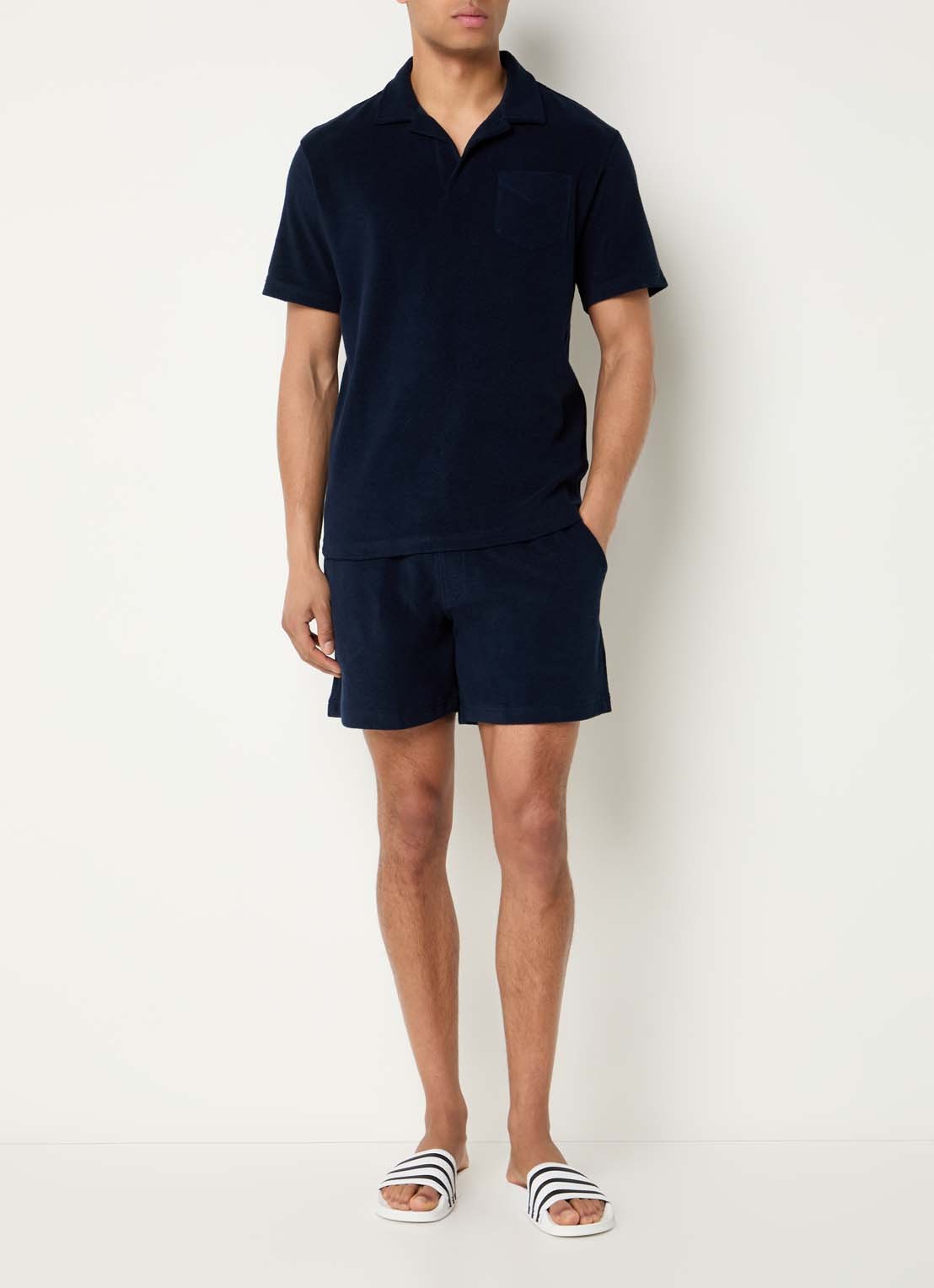 OAS Straight fit korte broek met steekzakken - voorkant 4 donkerblauw