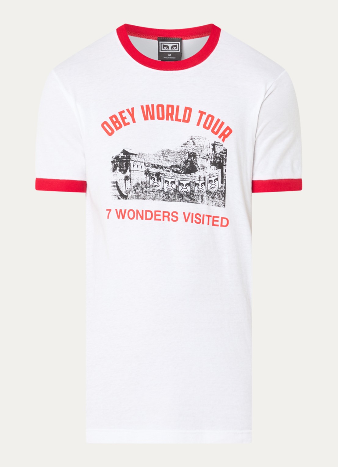 Obey 7 Wonders T-shirt met logoprint - voorkant wit