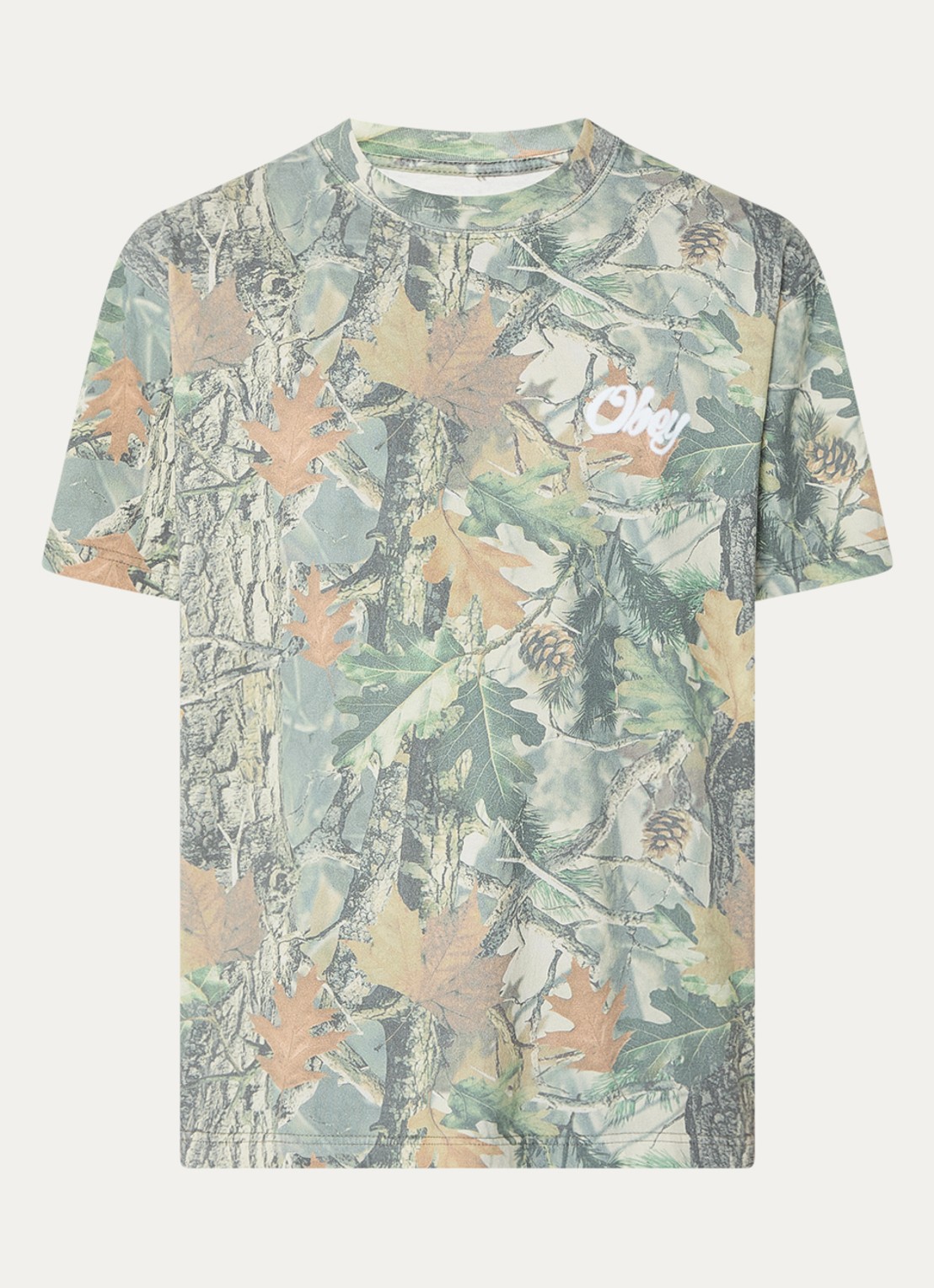 Obey Airbrushed Rose T-shirt met logo- en backprint - voorkant 3 donkerblauw