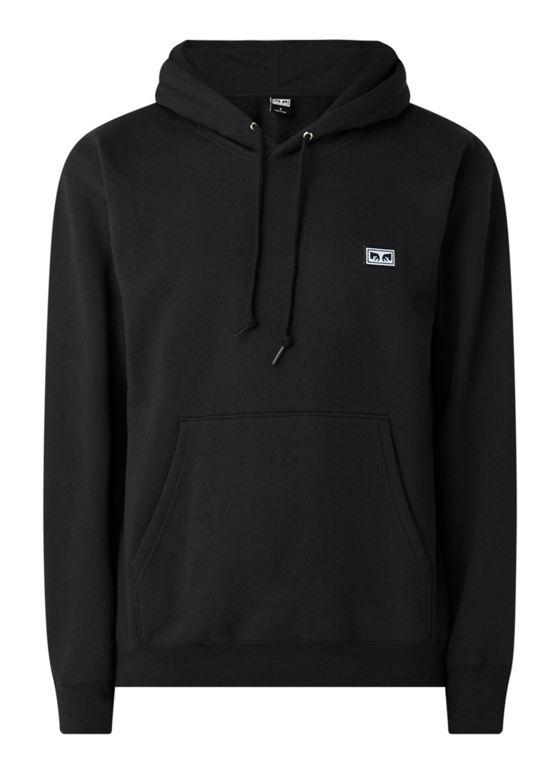 Obey All eyez hoodie met logopatch - voorkant 3 zwart