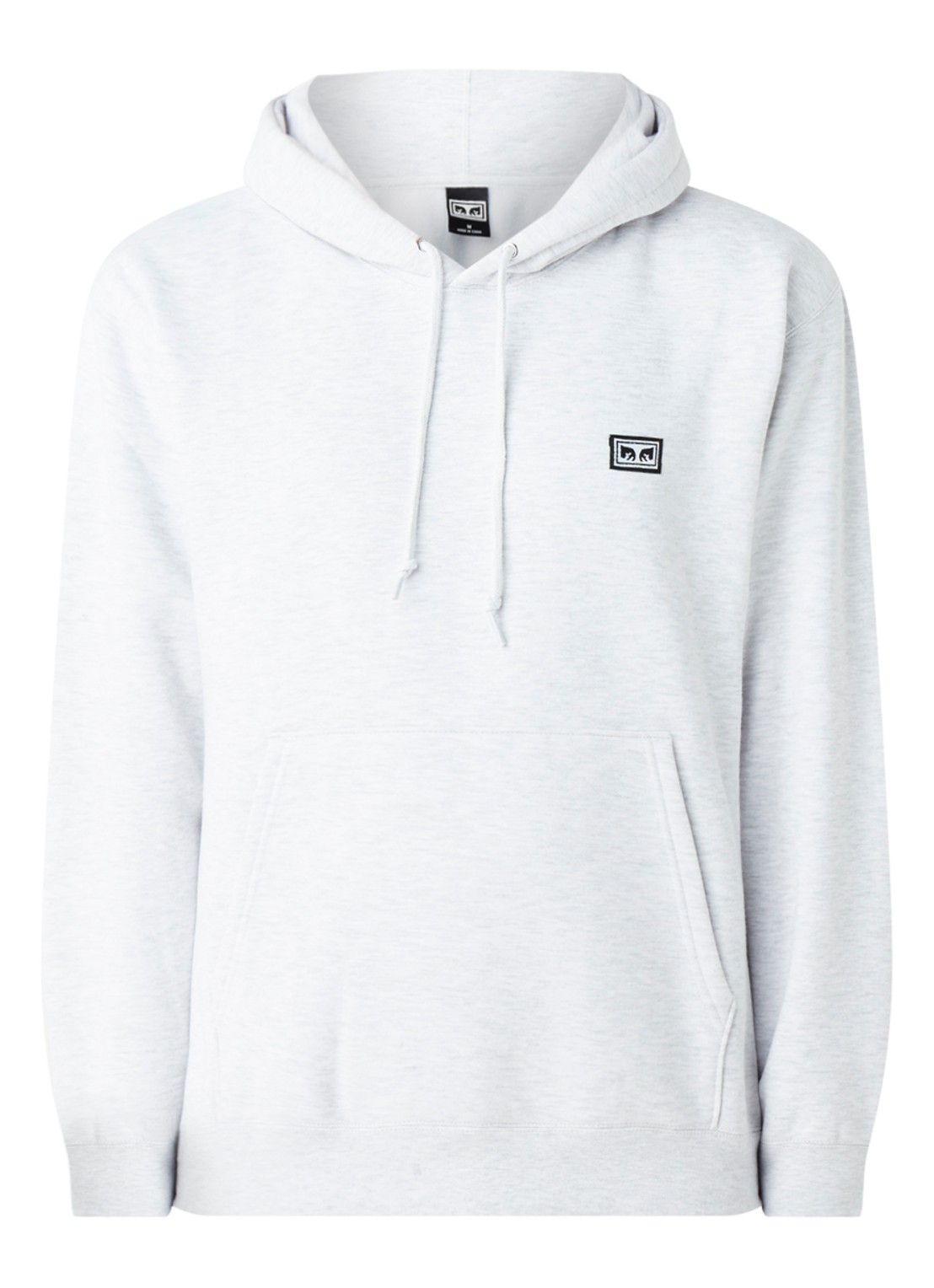 Obey All eyez hoodie met logopatch - voorkant grijsmele