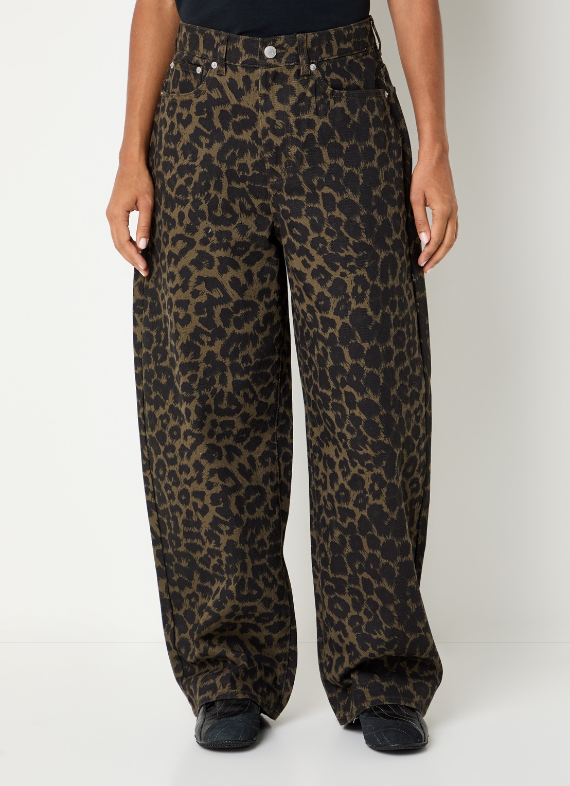 Obey Alysa high waist wide fit jeans met gekleurde wassing - detail 4 bronsgroen