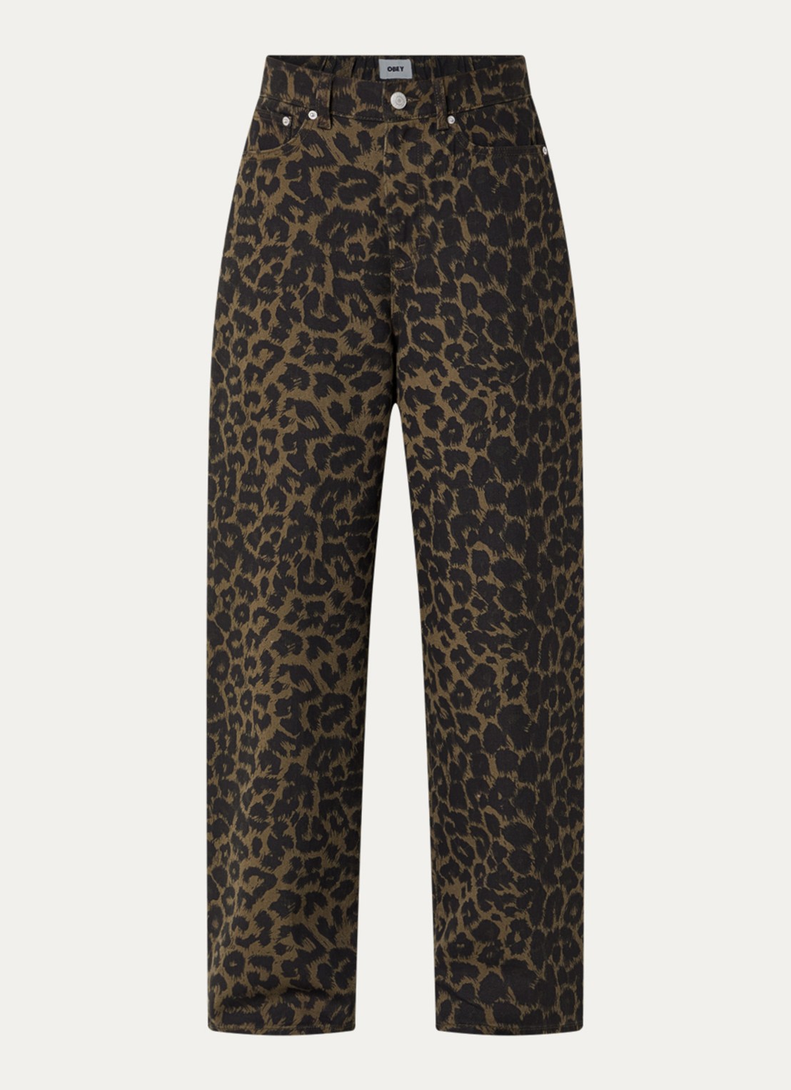 Obey Alysa high waist wide fit jeans met gekleurde wassing - voorkant 2 bronsgroen