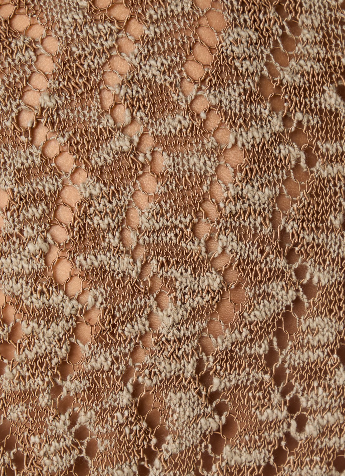 Obey Andre grofgebreide regular fit polo met opengewerkt dessin - detail 2 donkerbeige