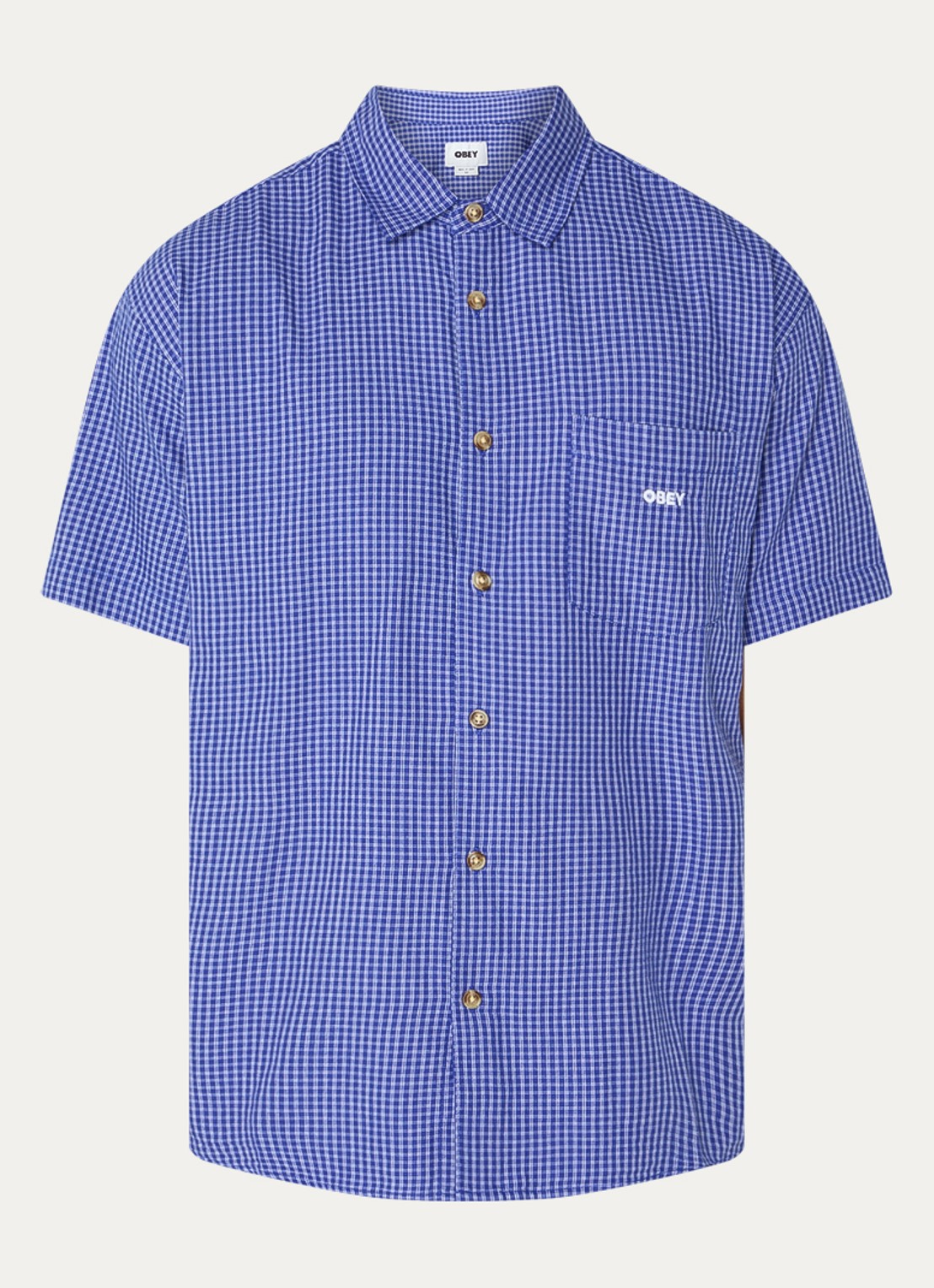 Obey Bigwig Frank regular fit overhemd met ruitdessin - voorkant blauw