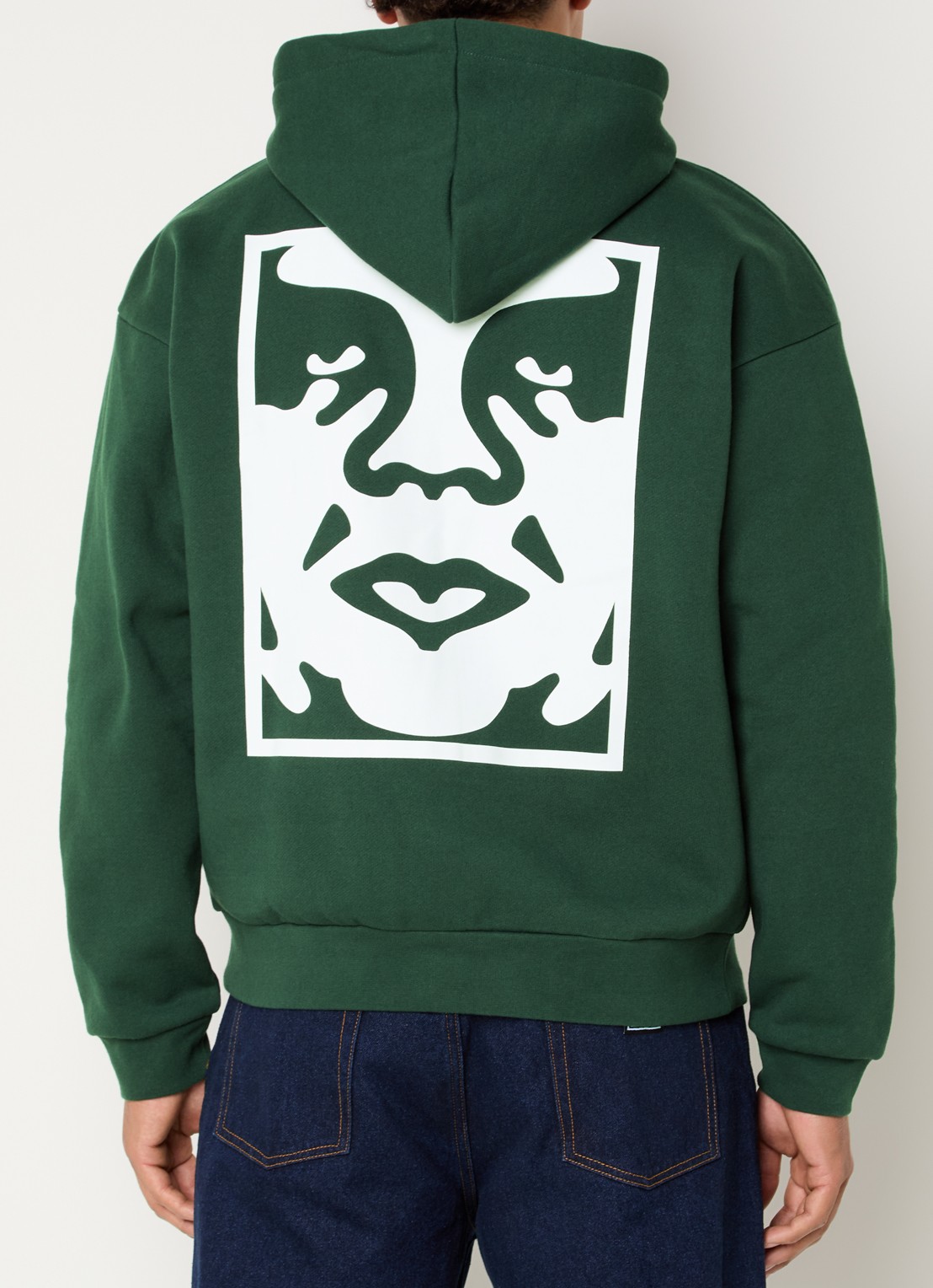 Obey Bold hoodie met logo - detail groen