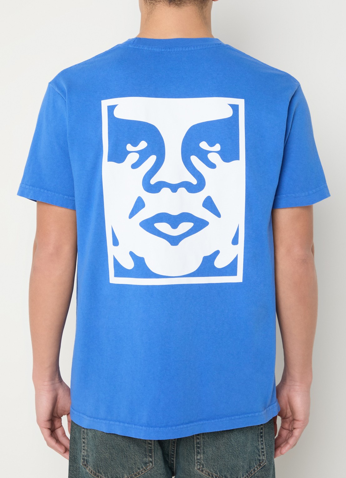 Obey Bold Icon Face T-shirt met logo- en backprint - detail 4 indigo