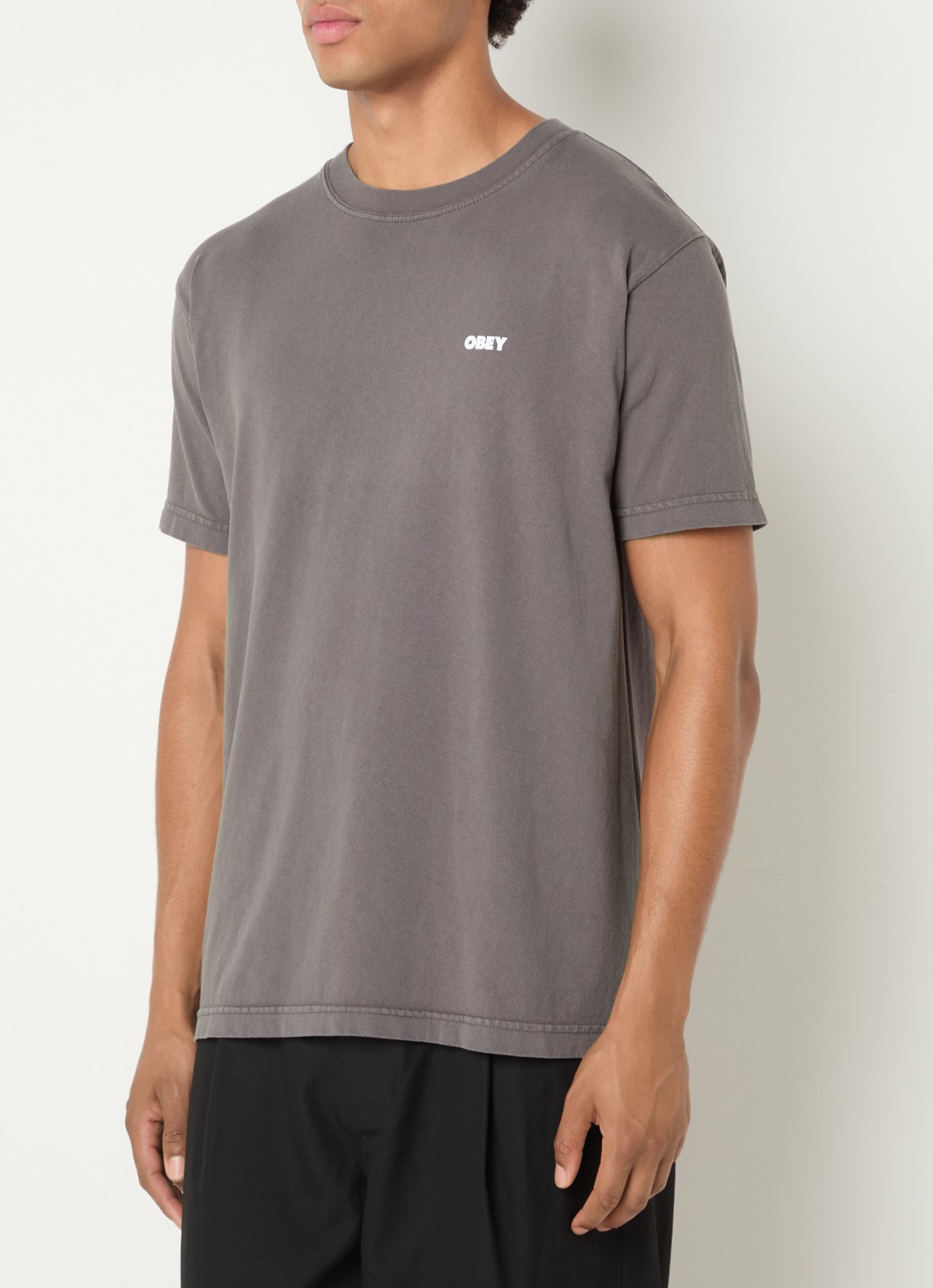 Obey Bold Icon Face T-shirt met logo- en backprint - achterkant antraciet