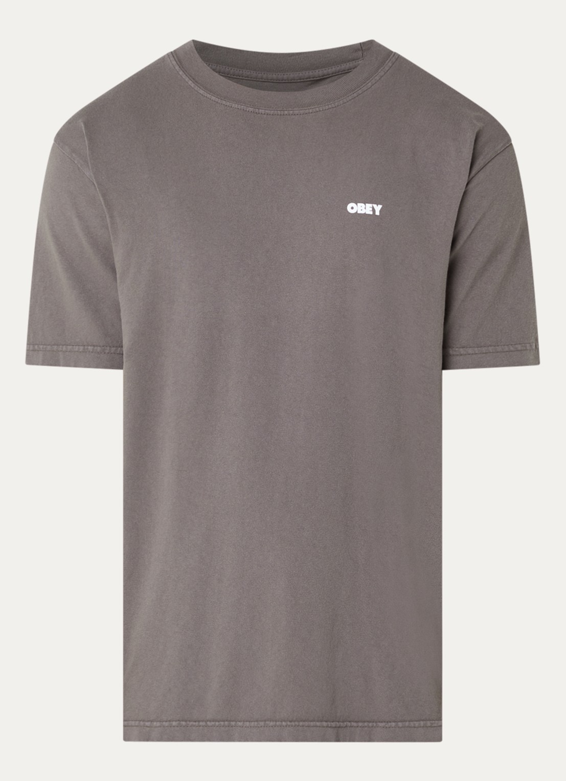 Obey Bold Icon Face T-shirt met logo- en backprint - voorkant 2 antraciet