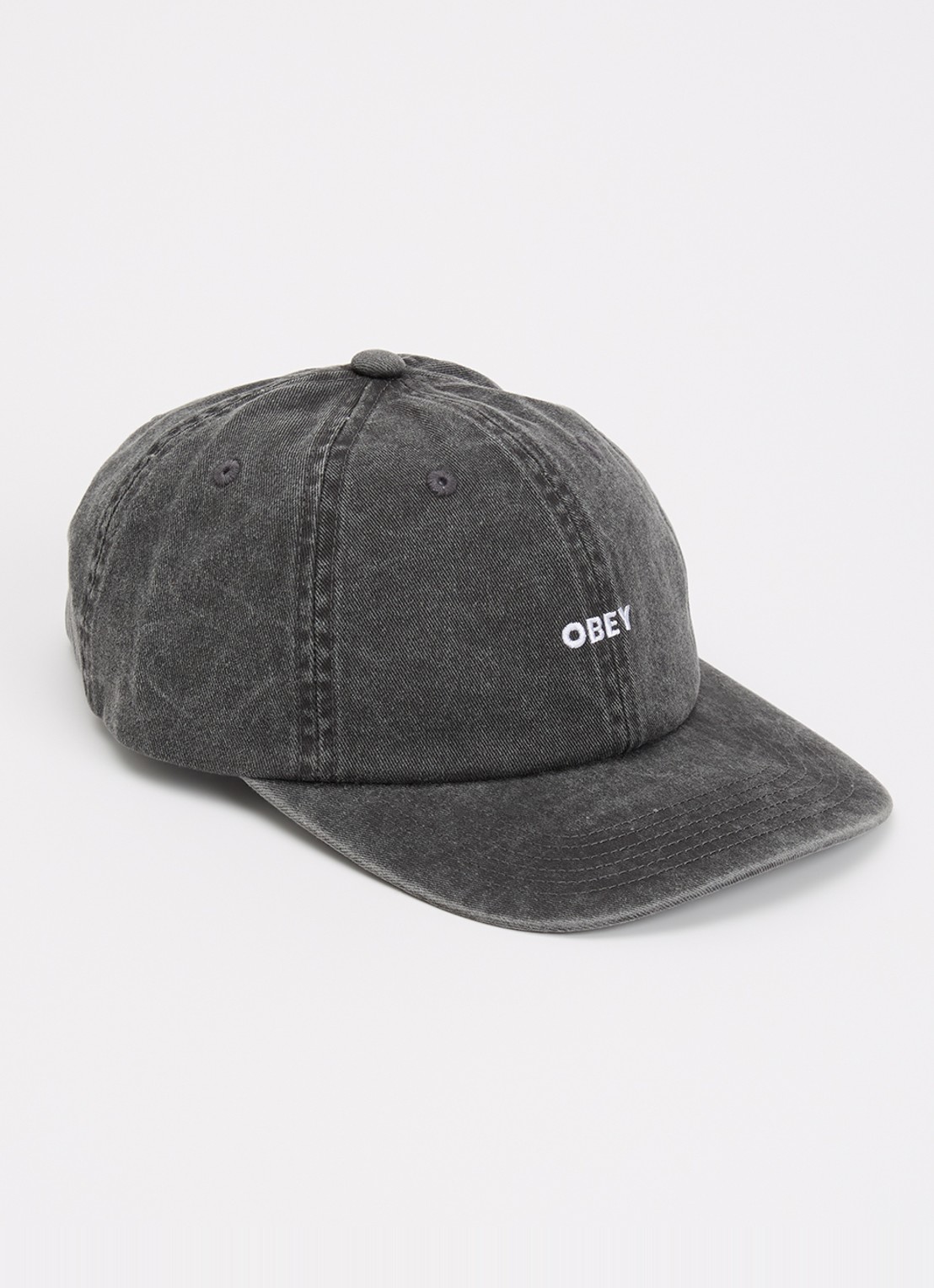 Obey Bold Pigment pet met logoborduring - voorkant 2 donkergrijs