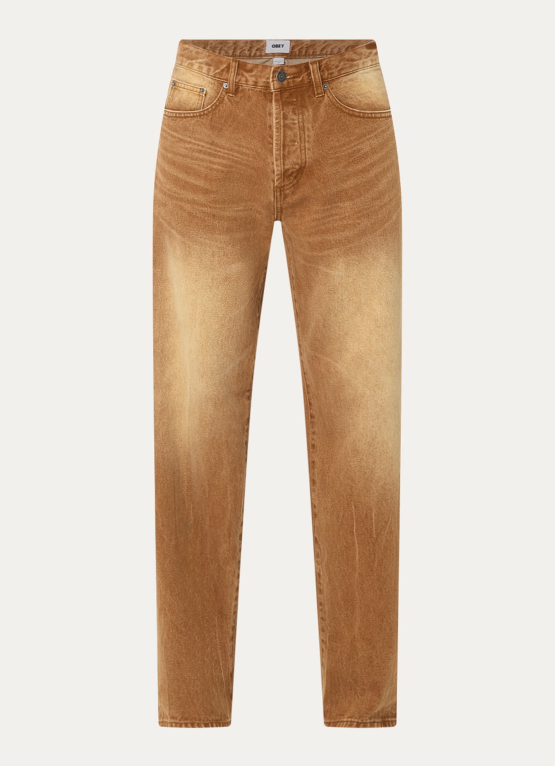 Obey Boxcar straight leg jeans met medium wassing - voorkant 4 camel