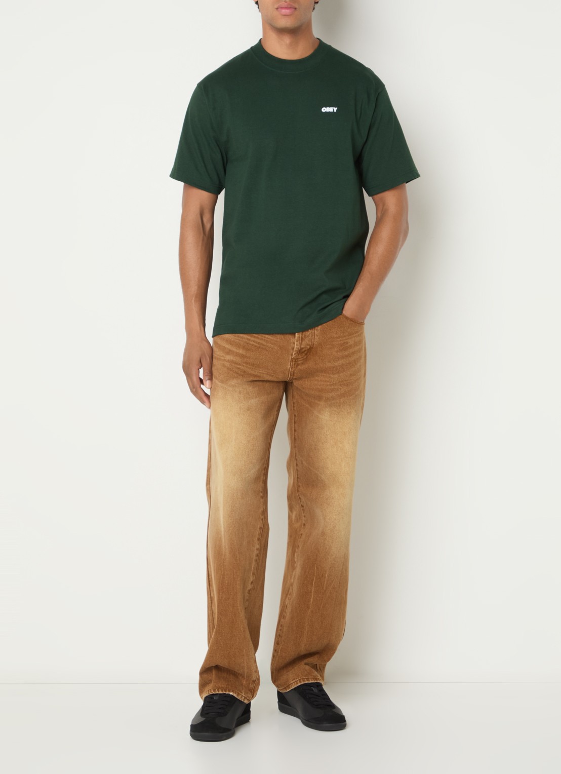 Obey Boxcar straight leg jeans met medium wassing - voorkant 5 camel