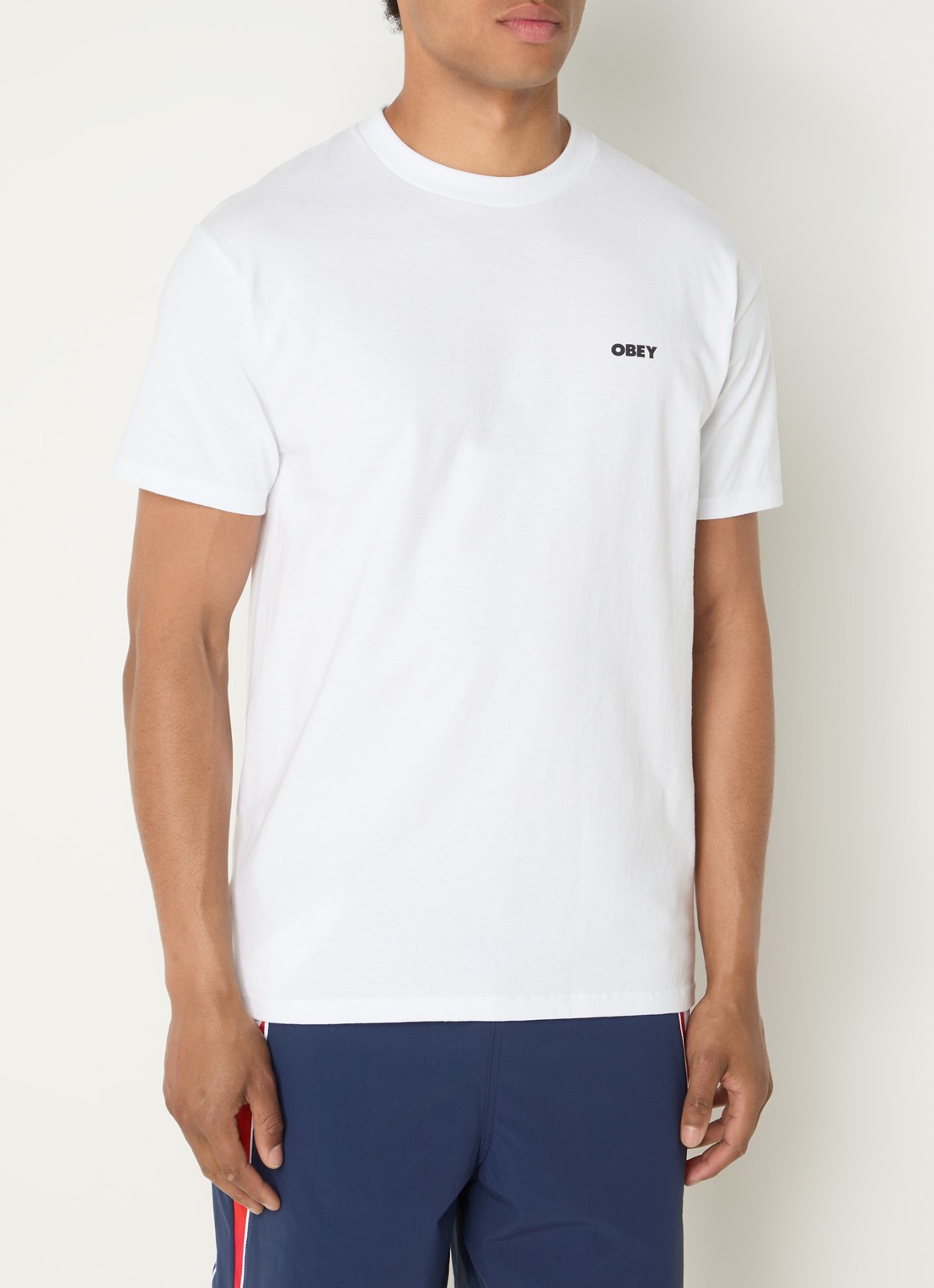 Obey Chalky T-shirt met logo- en backprint - achterkant wit