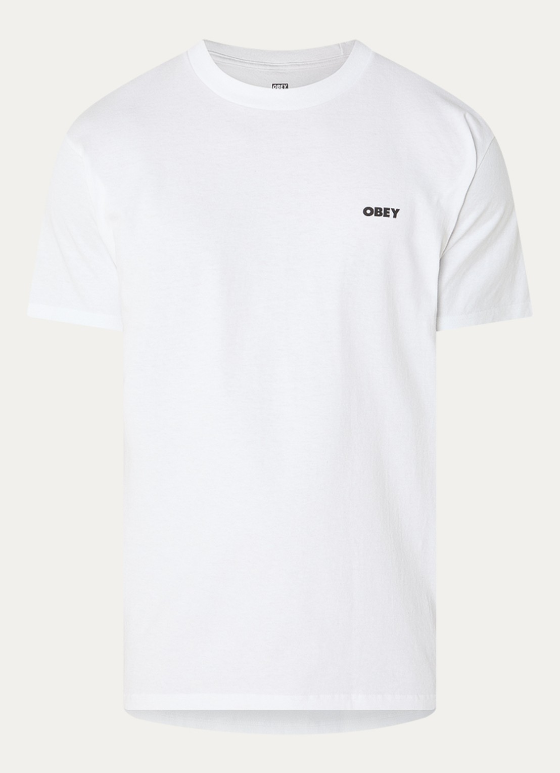 Obey Chalky T-shirt met logo- en backprint - voorkant 2 wit