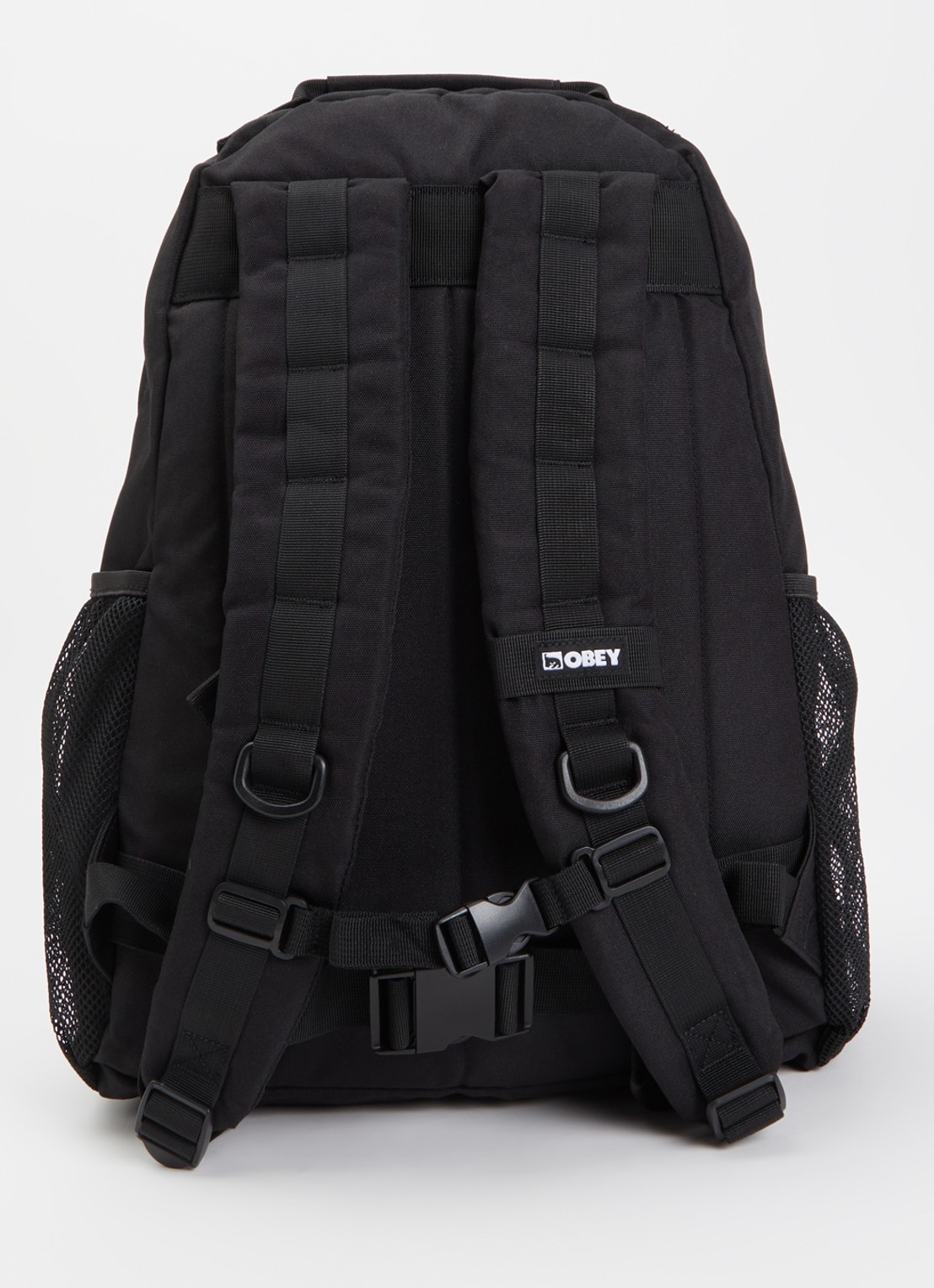 Obey Commuter rugzak met logo en 16 inch laptopvak - achterkant zwart