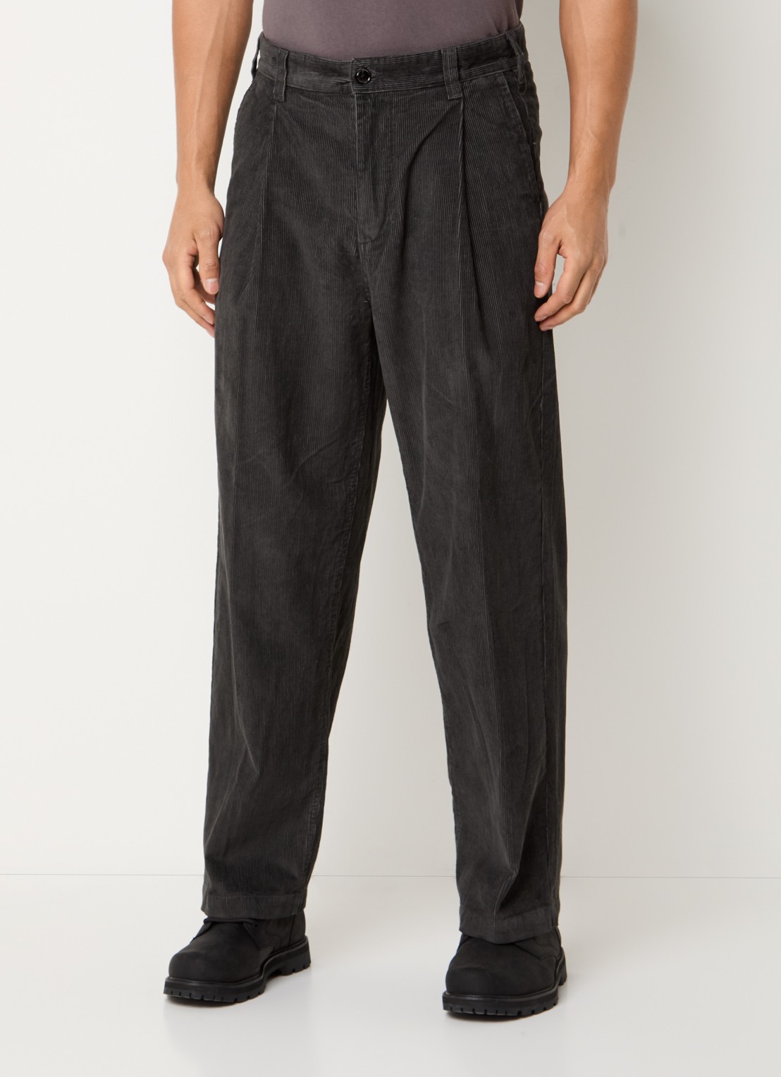 Obey Dean loose fit broek van corduroy - detail 4 antraciet
