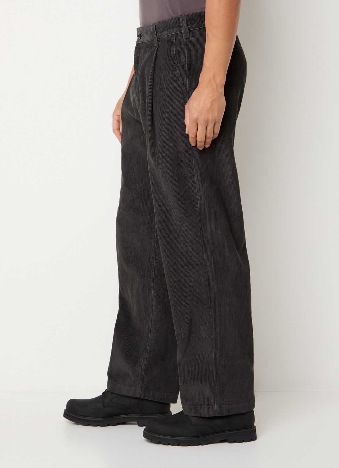 Obey Dean loose fit broek van corduroy - detail 5 antraciet